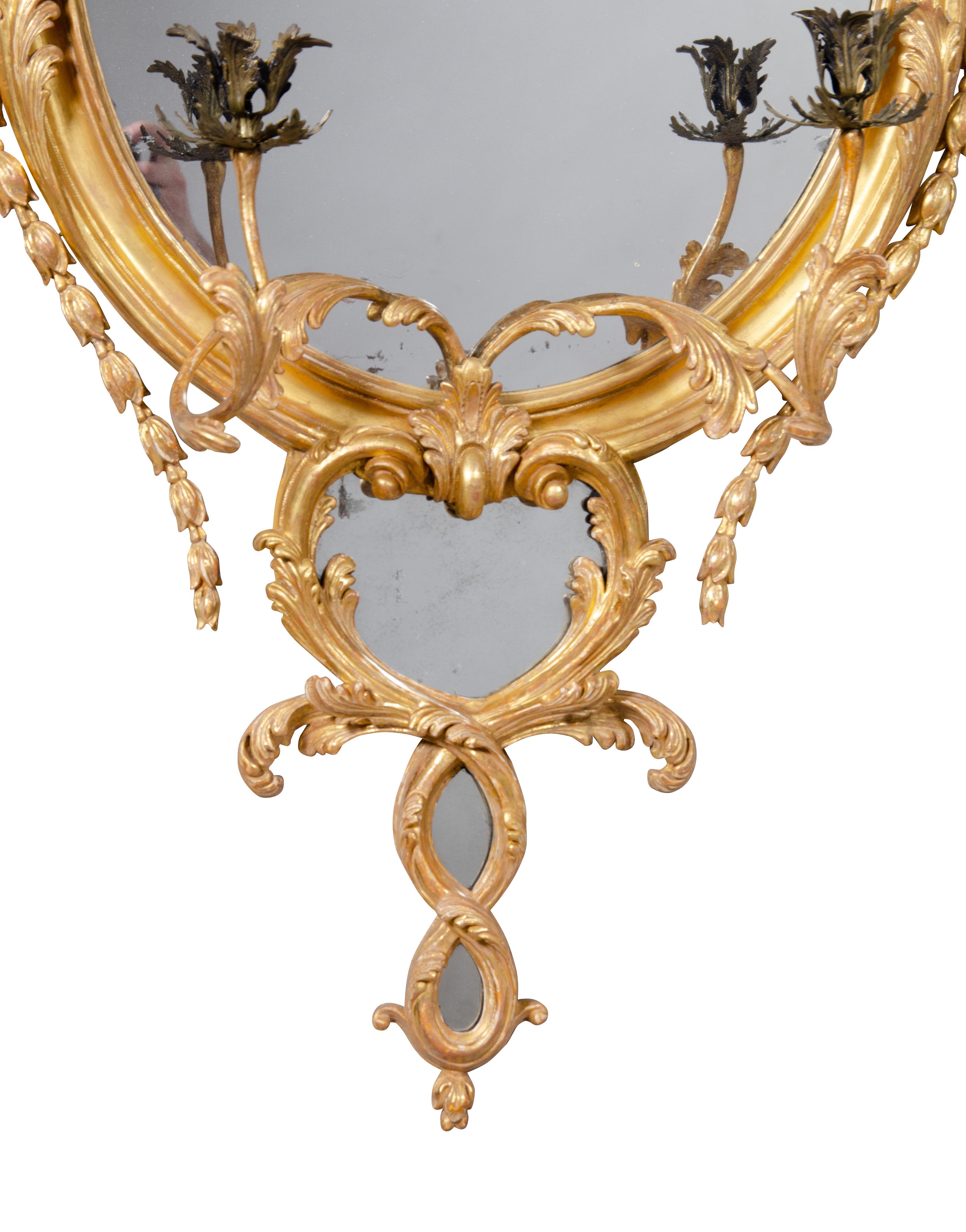 Late 18th Century Pair of George III Giltwood Girandole Mirrors