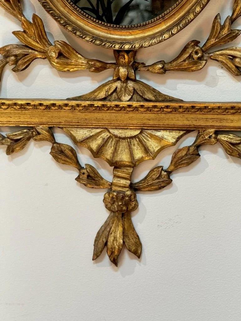 Paar Girandolenspiegel aus der George-III-Periode mit eglomise-Vogeln - Wandleuchtern (Unbekannt) im Angebot