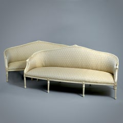 Pair of George III Green and White Painted Sofas Attributed to John linnell