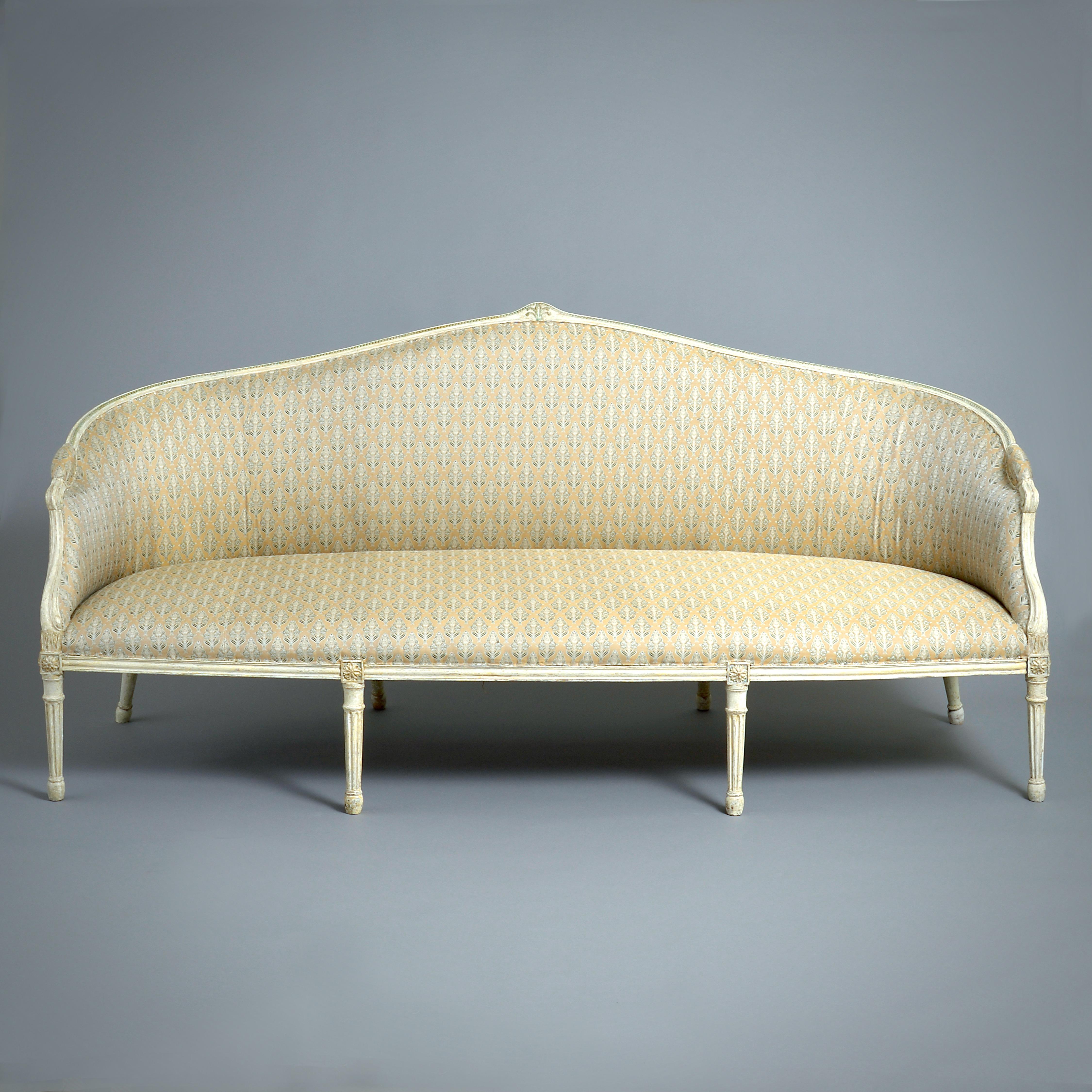 Tissu d'ameublement Paire de canapés George III peints en vert et blanc attribué à John linnell en vente