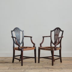 Pair of George III Heppelwhite Mahogany Carver Chairs