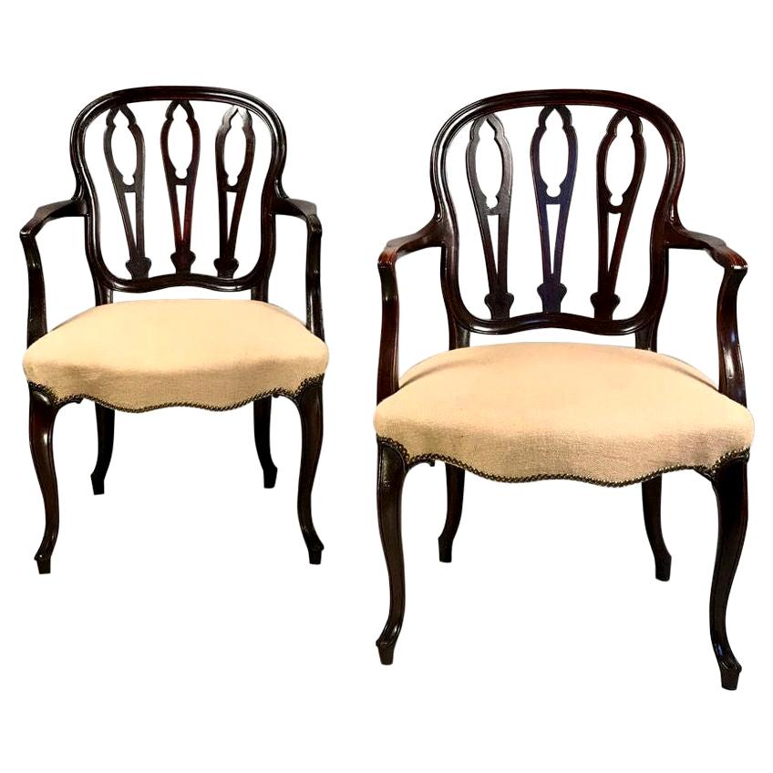 Pair of George III Hepplewhite Mahogany Armchairs