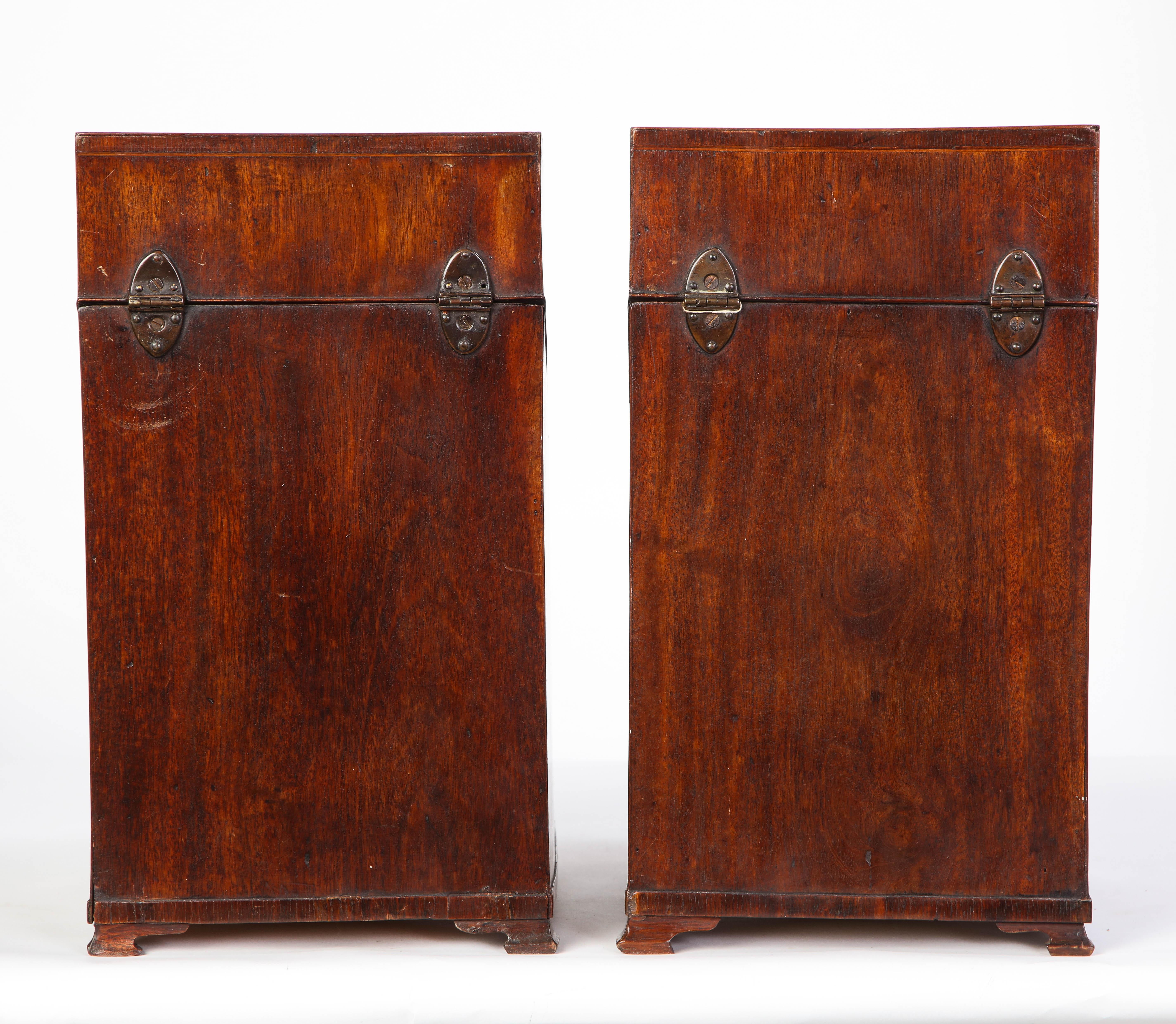 Pair of George III Inlaid Mahogany Cutlery Boxes, Late 18th Century 8