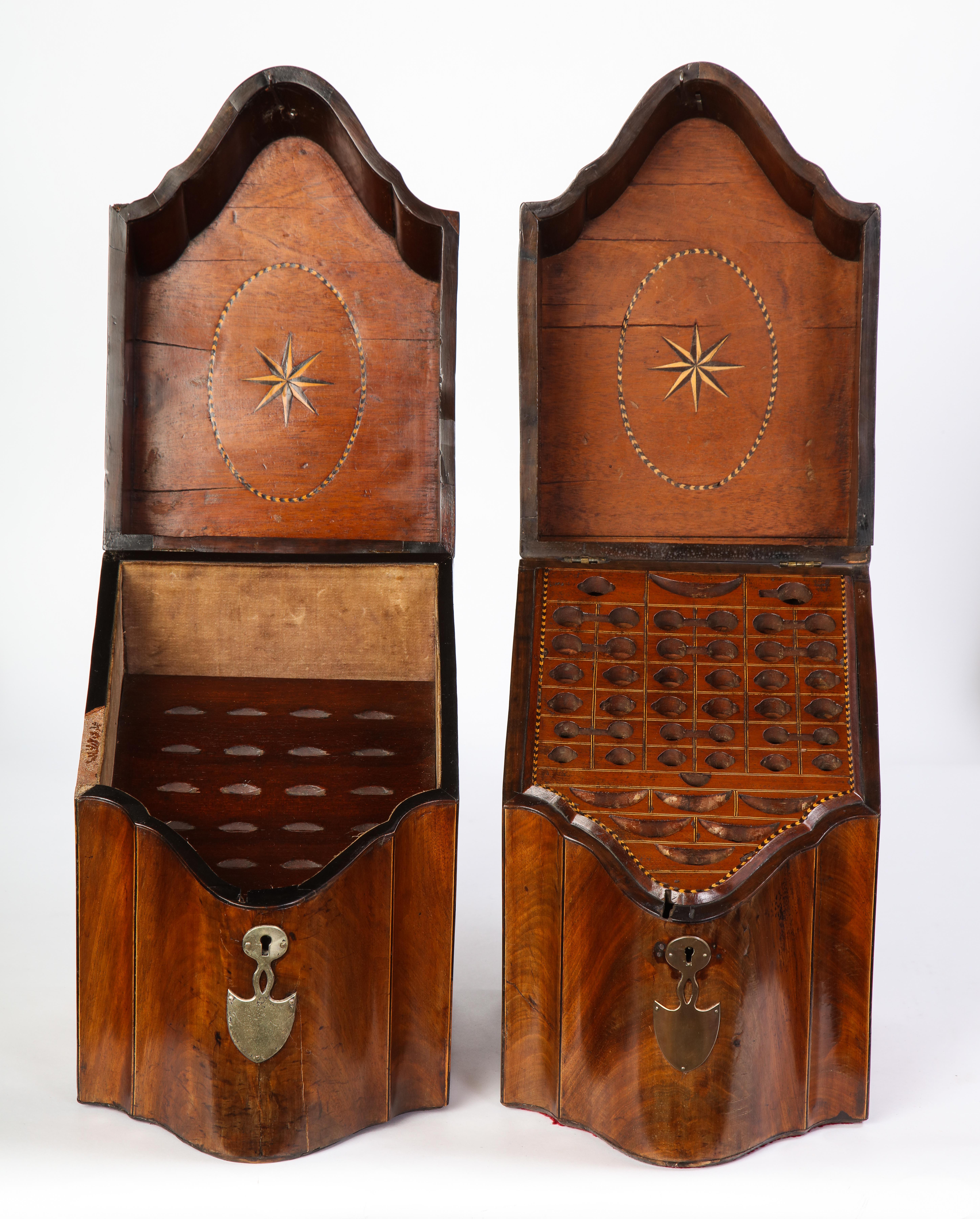 Pair of George III Inlaid Satinwood Cutlery Boxes, Late 18th Century 8