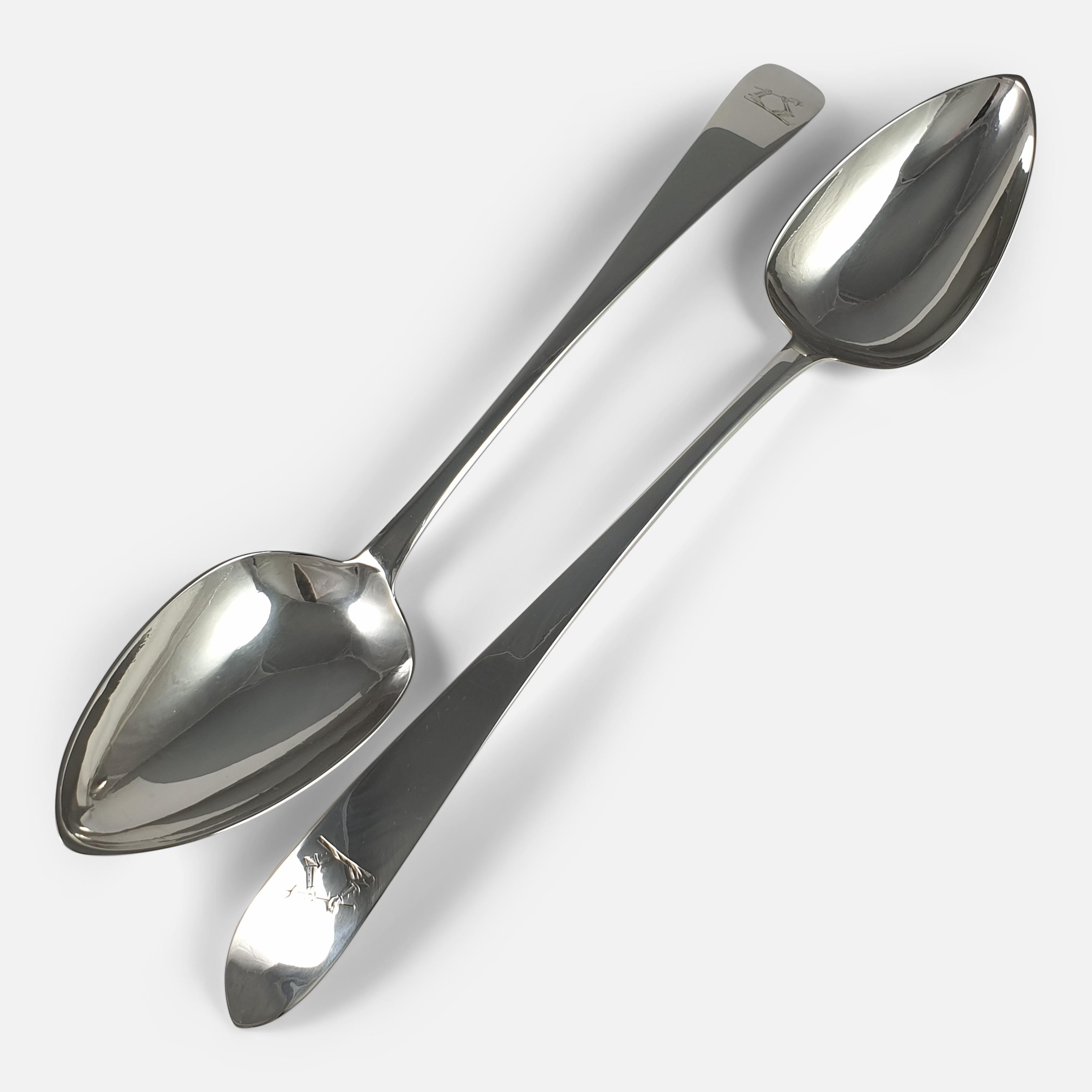 Pair of George III Irish Silver Celtic Point Basting Spoons John Keene, 1799 For Sale 6