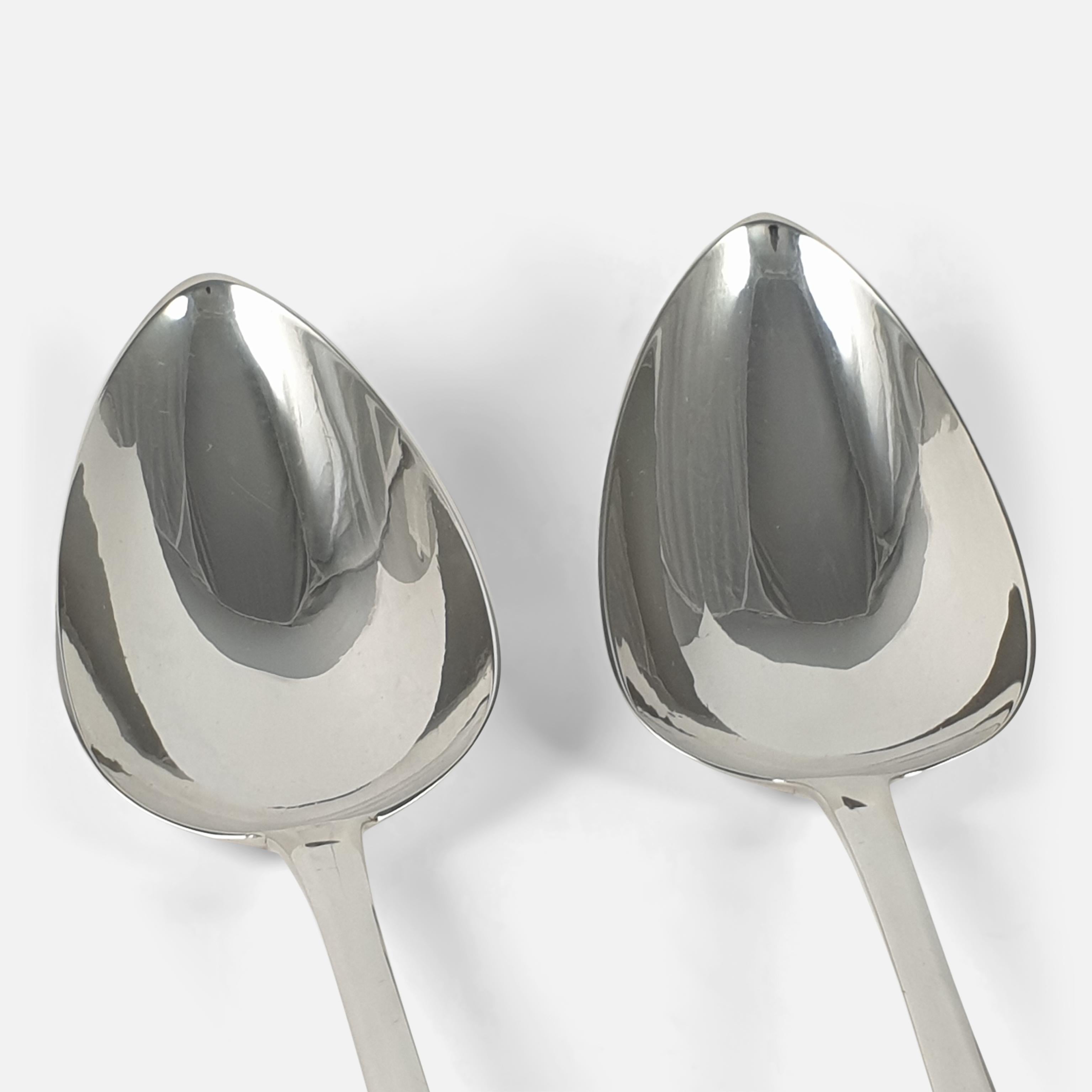 British Pair of George III Irish Silver Celtic Point Basting Spoons John Keene, 1799 For Sale