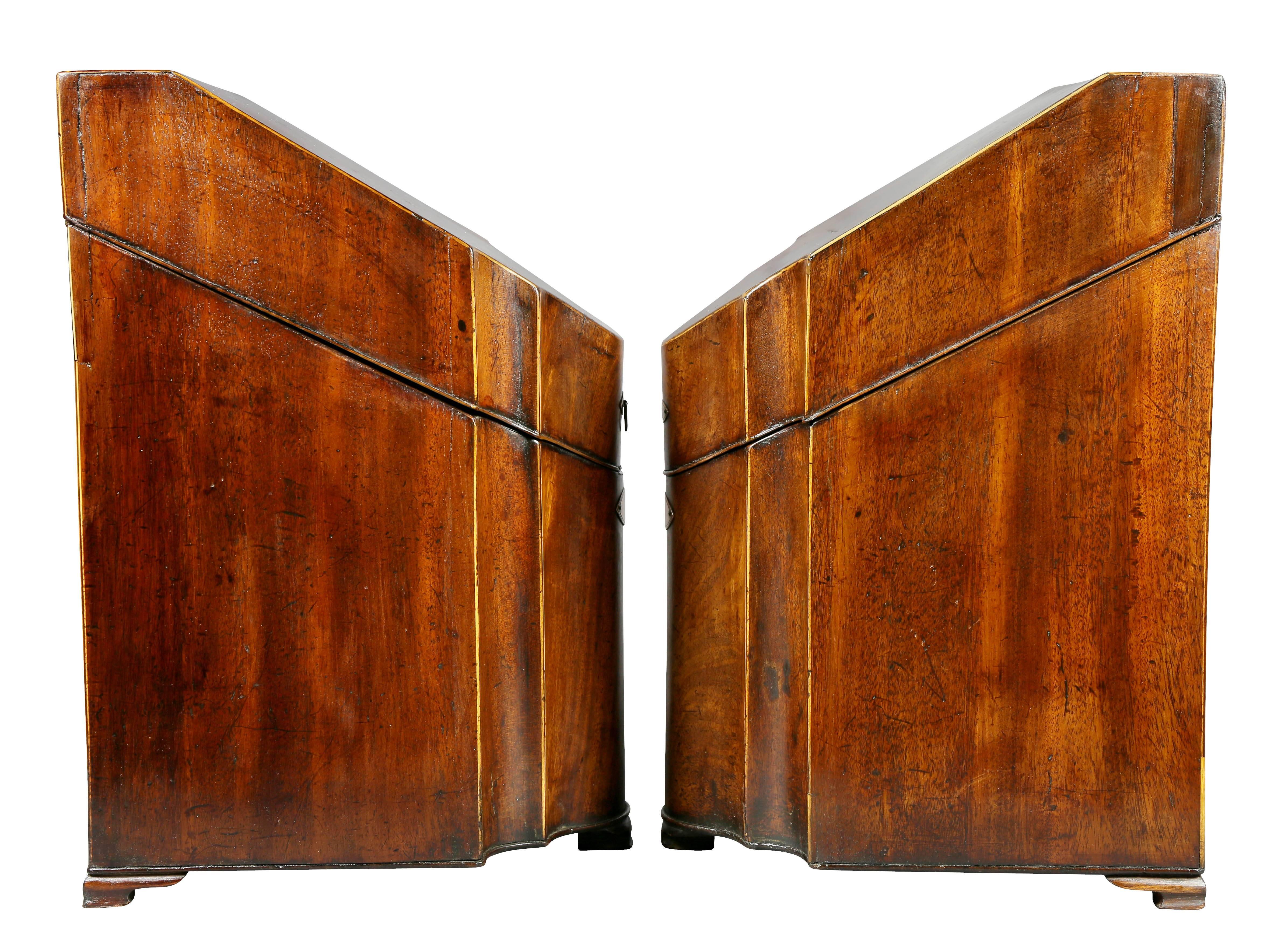 Pair of George III Mahogany Cutlery Boxes 1