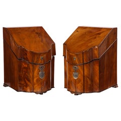Pair of George III Mahogany Cutlery Boxes, Late 18th Century