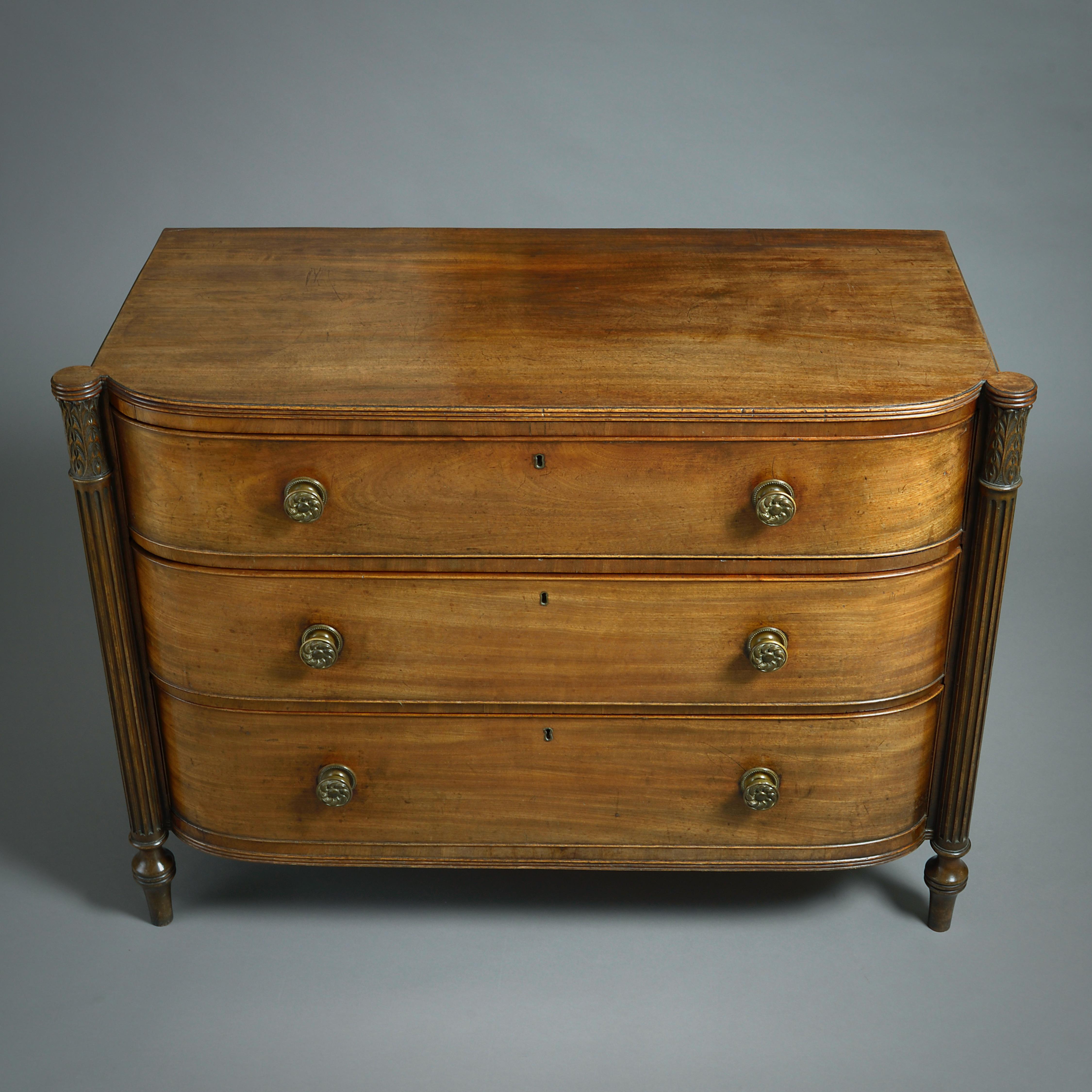 19th Century Pair of George III Mahogany D-Shaped Commodes For Sale