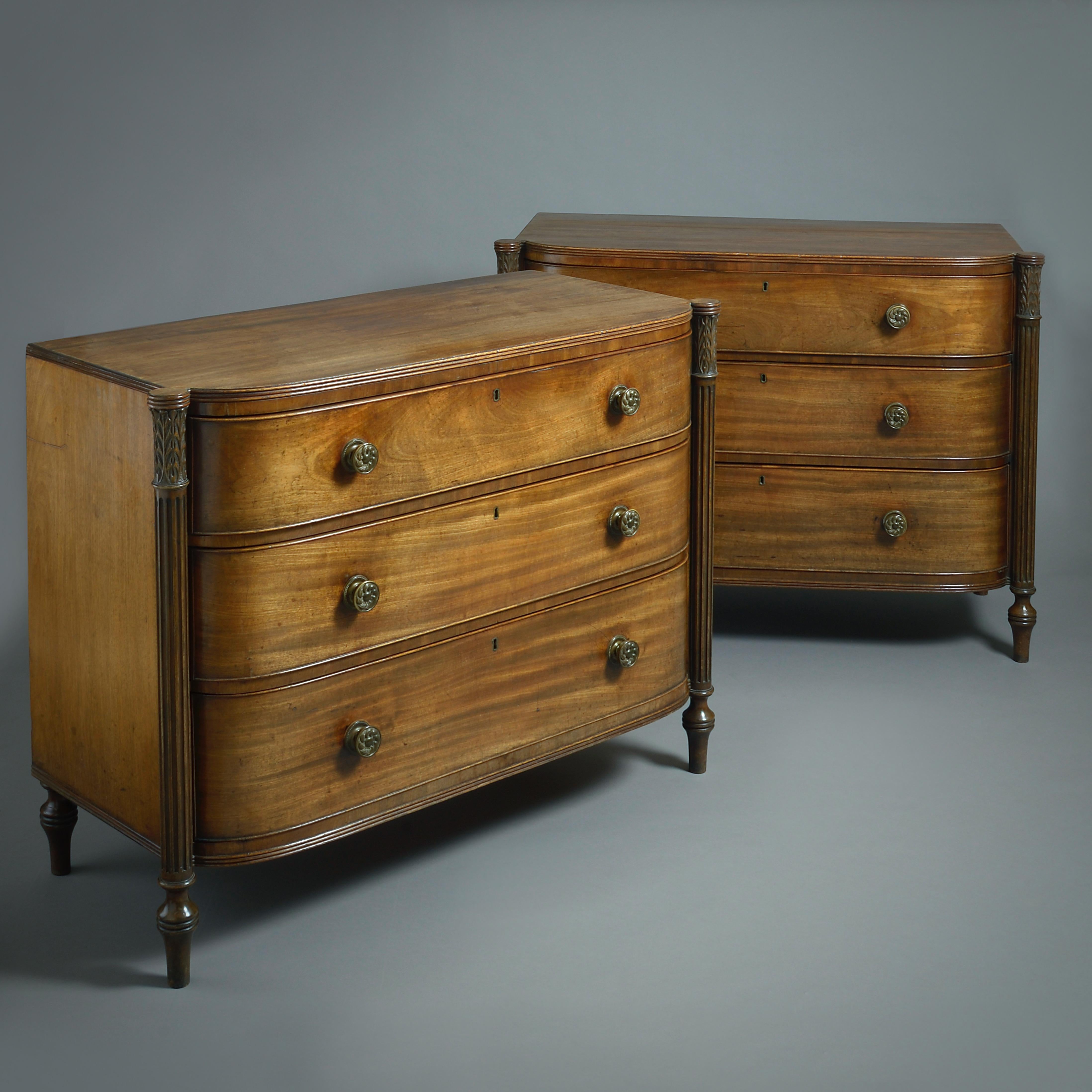 Pair of George III Mahogany D-Shaped Commodes For Sale 1