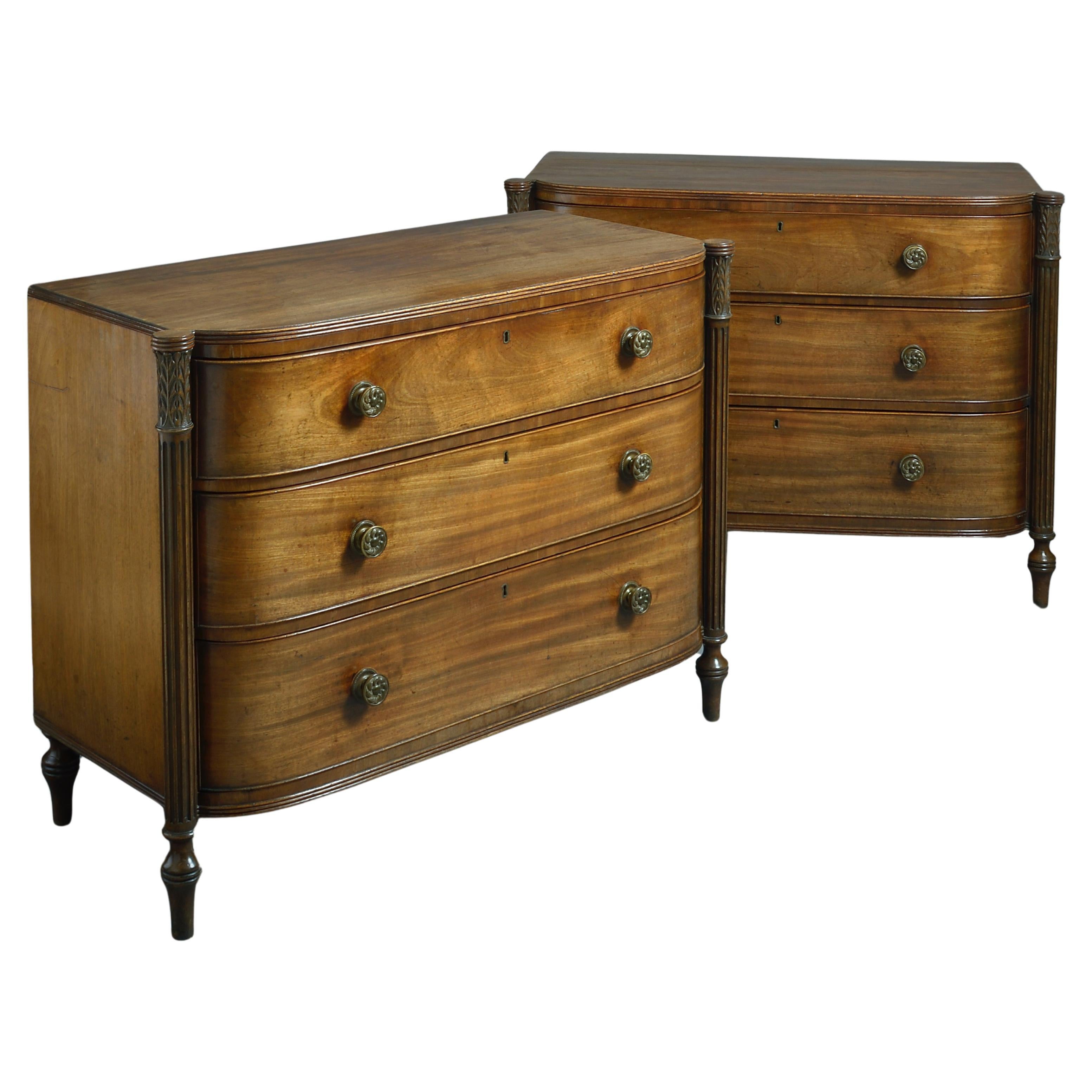 Pair of George III Mahogany D-Shaped Commodes en vente