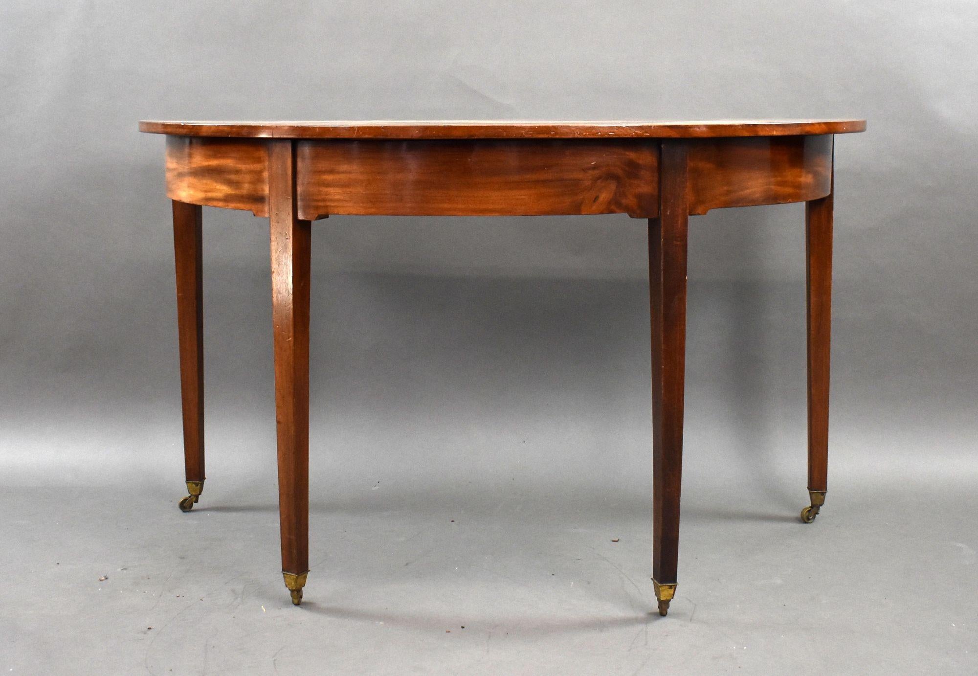 English Pair of George III Mahogany Demi Lune Console Tables