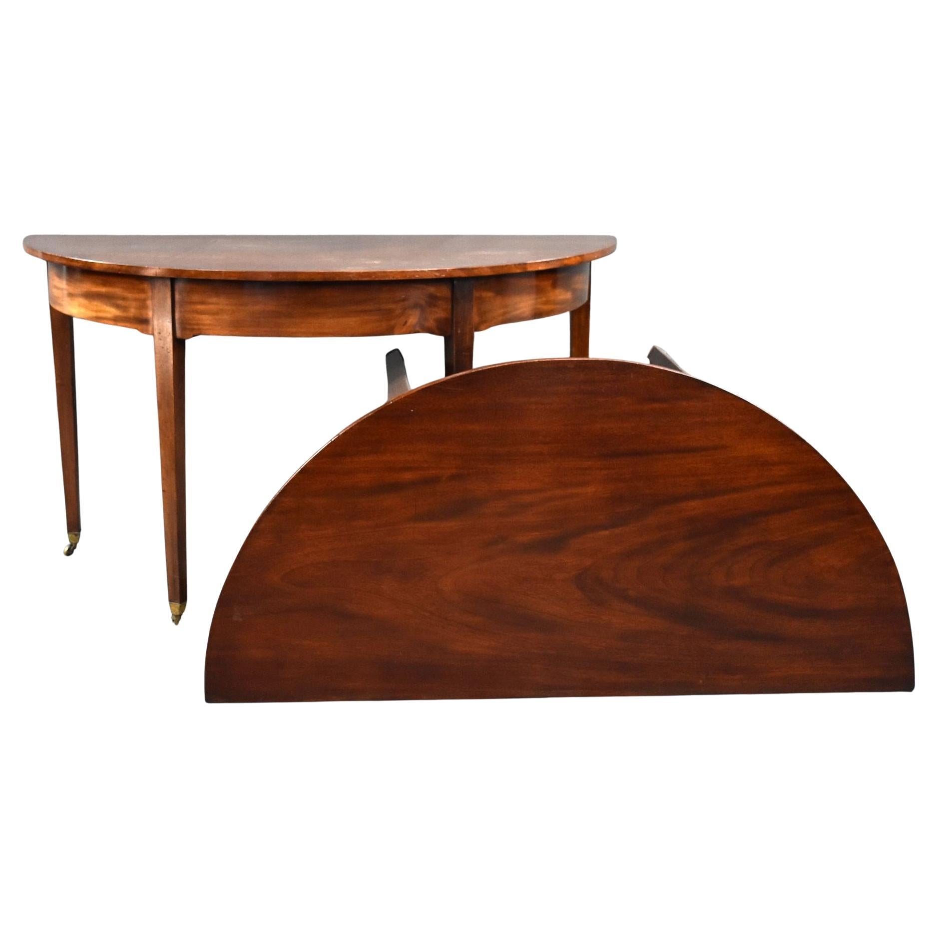 Pair of George III Mahogany Demi Lune Console Tables
