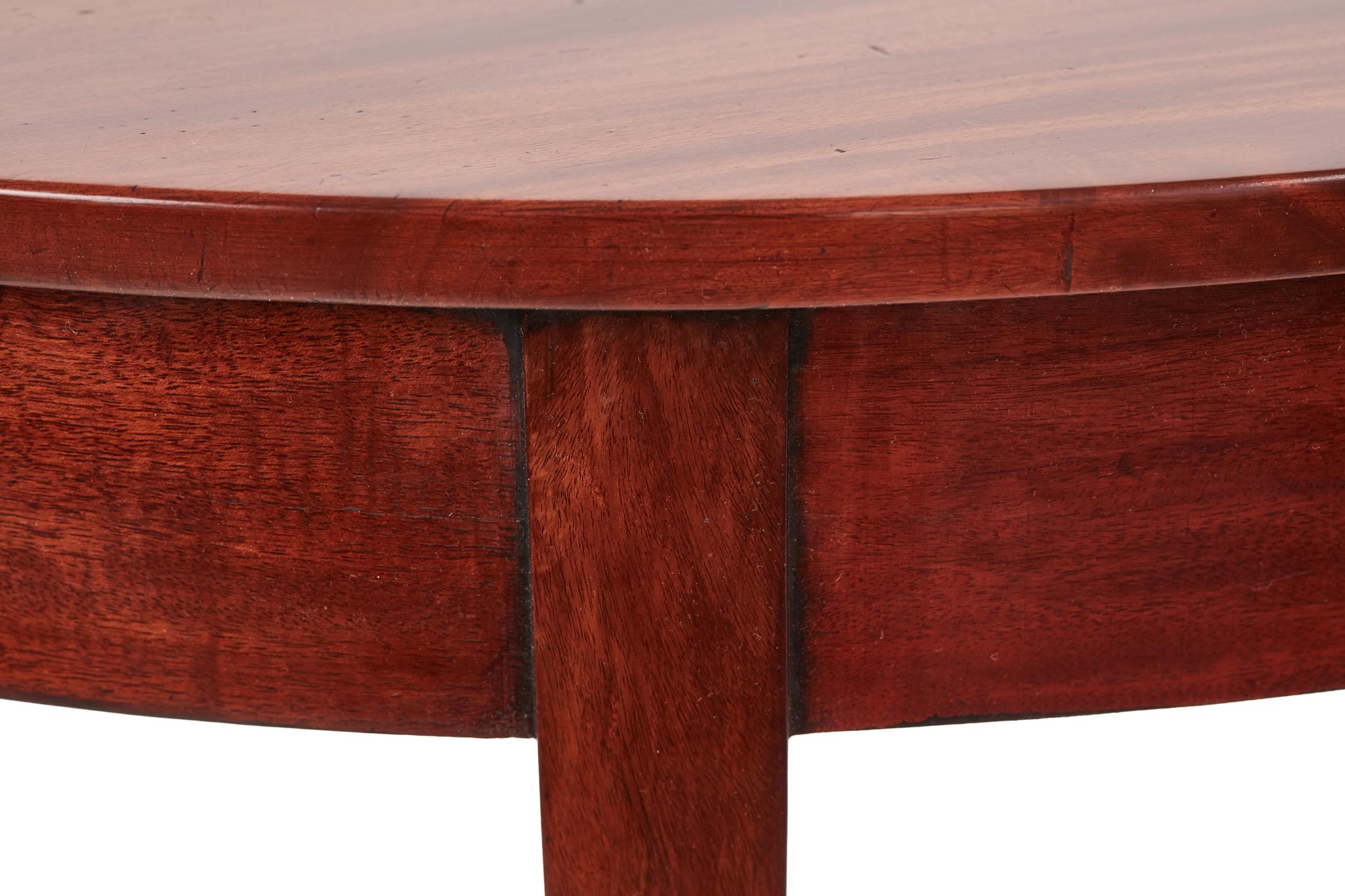 European Pair of George III Mahogany Demilune Console Tables