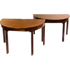 Pair of George III Mahogany Demilune Console Tables