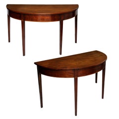 Pair of George III Mahogany Demilune Side Tables, circa 1760