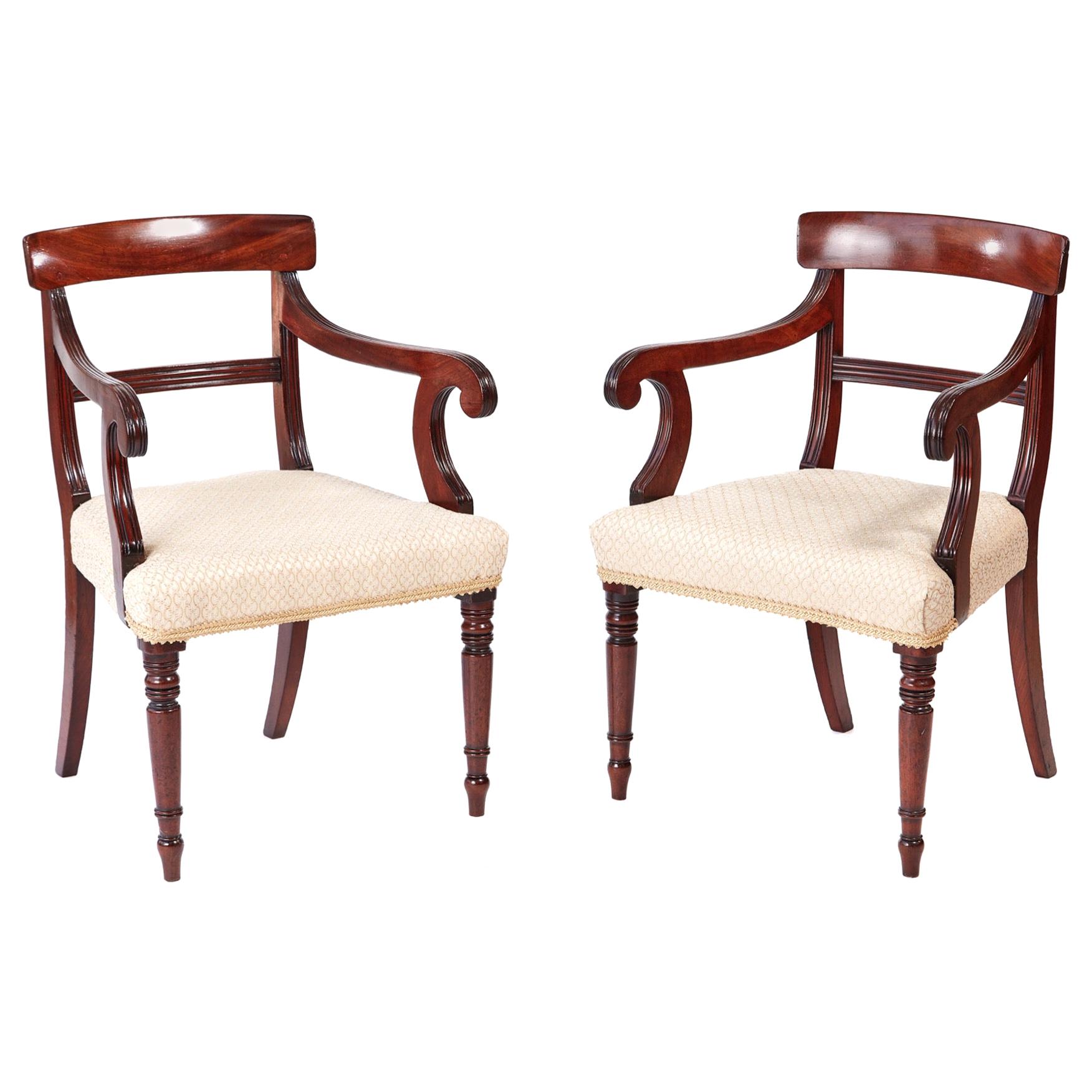 Pair of George III Mahogany Elbow or Desk Chairs For Sale