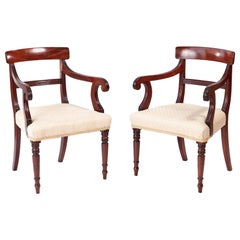 Pair of George III Mahogany Elbow or Desk Chairs