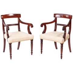 Pair of George III Mahogany Elbow or Desk Chairs