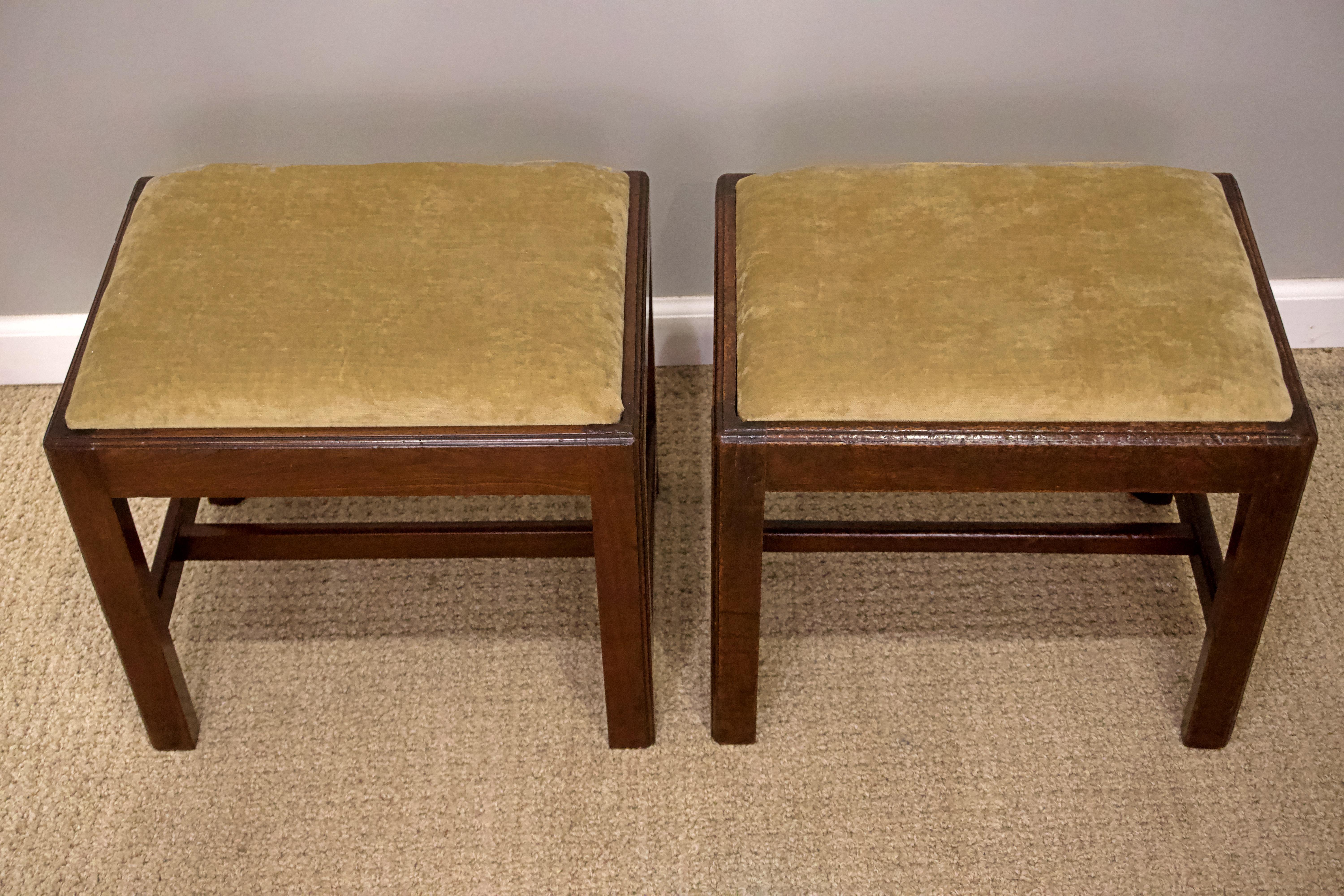 Pair of George III mahogany foot stools, English, circa 1790.