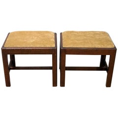 Pair of George III Mahogany Foot Stools