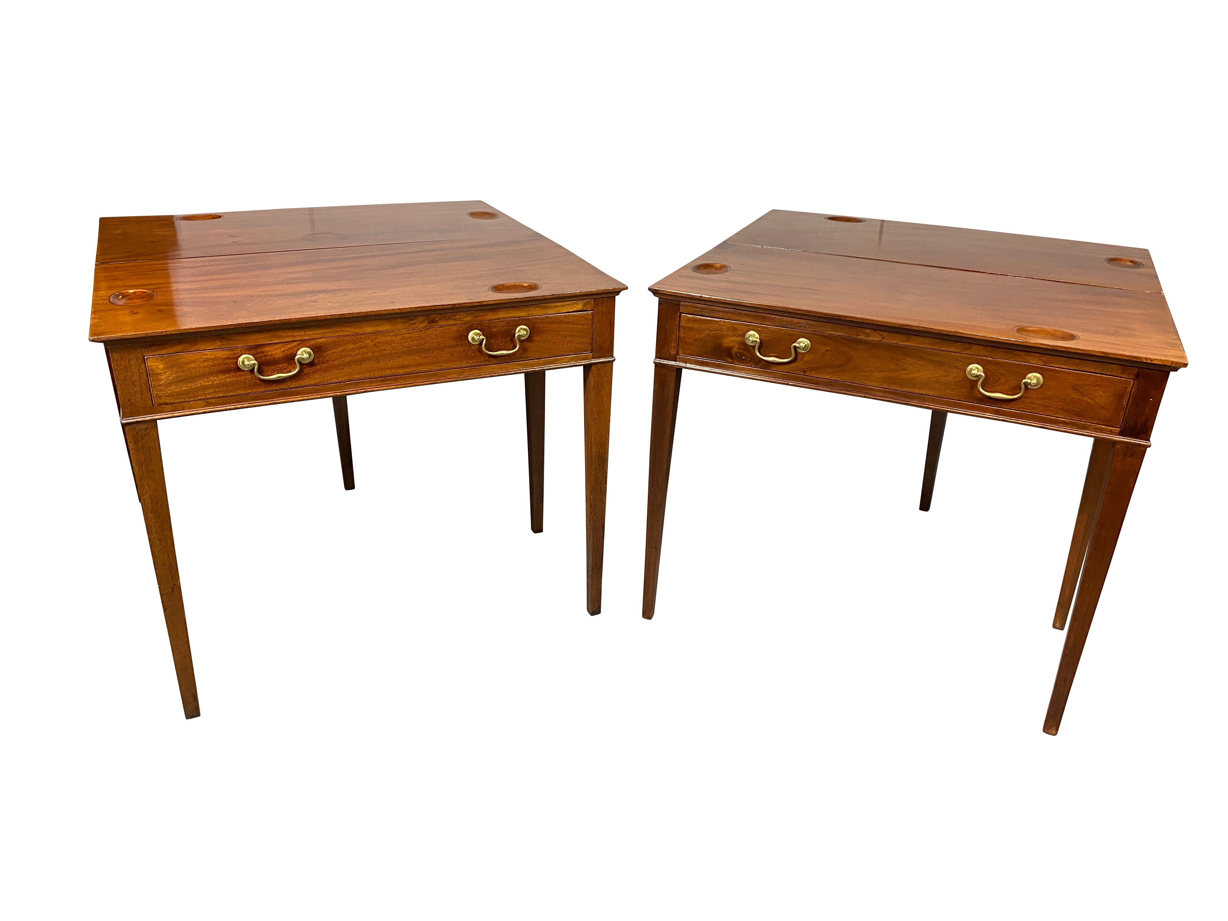 English Pair of George III Mahogany Games Tables For Sale