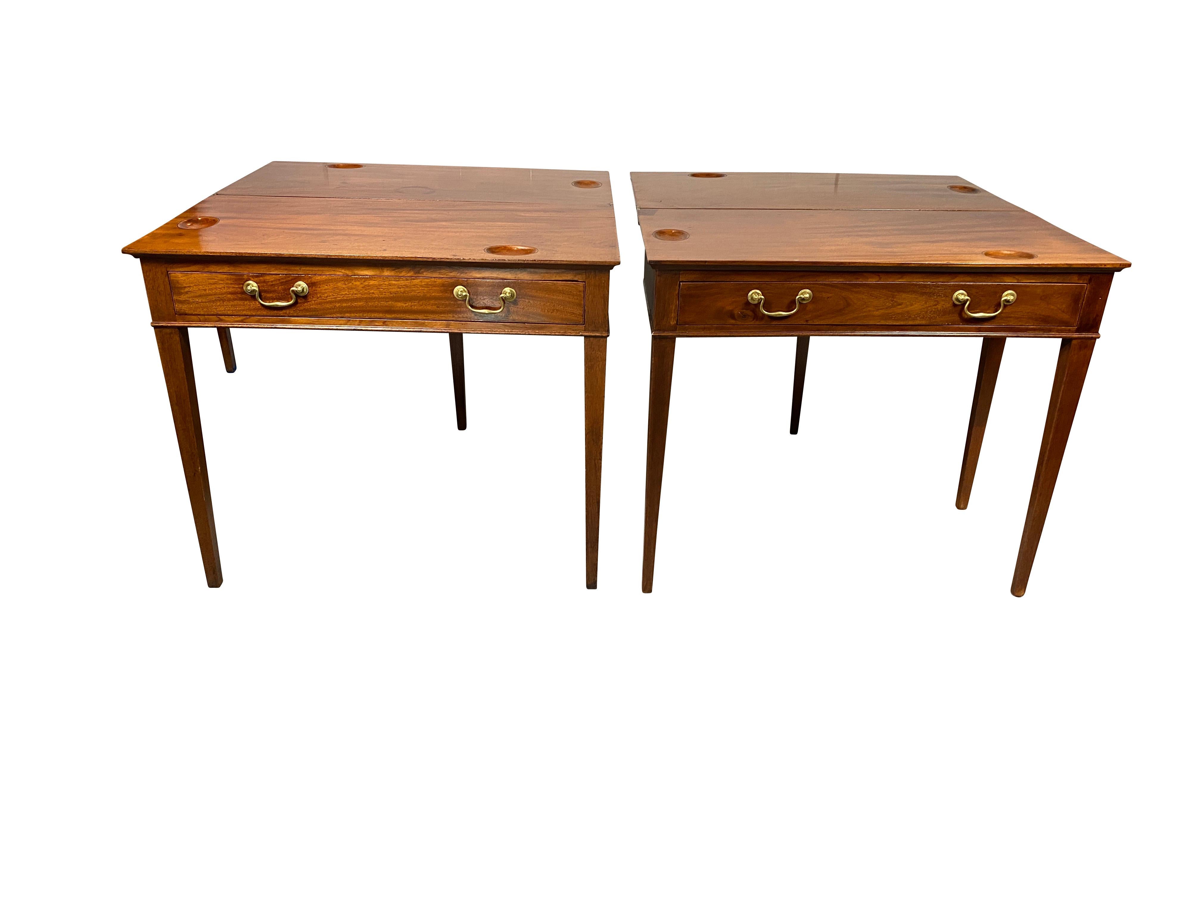 Pair of George III Mahogany Games Tables In Good Condition For Sale In Essex, MA