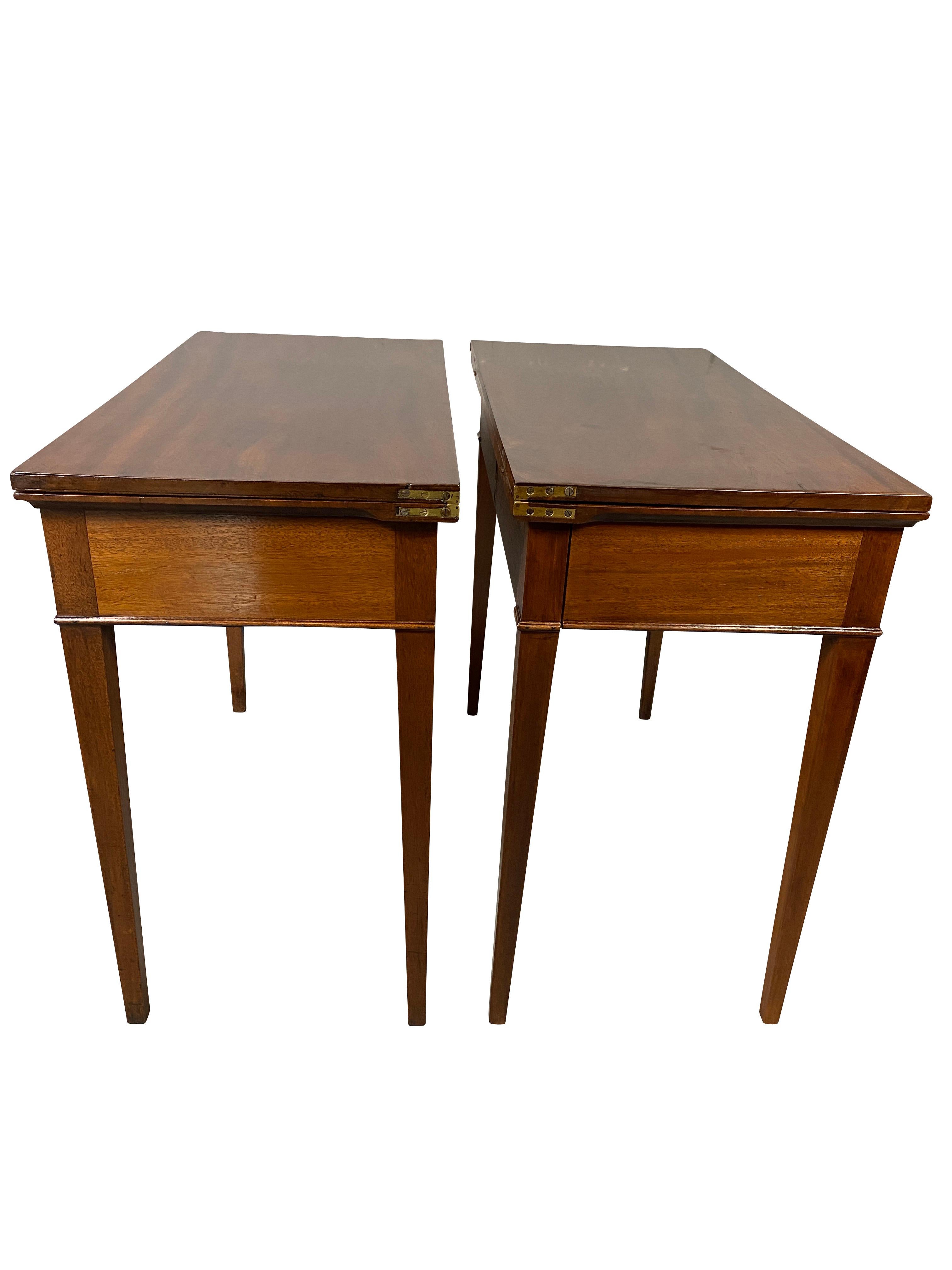Early 19th Century Pair of George III Mahogany Games Tables For Sale