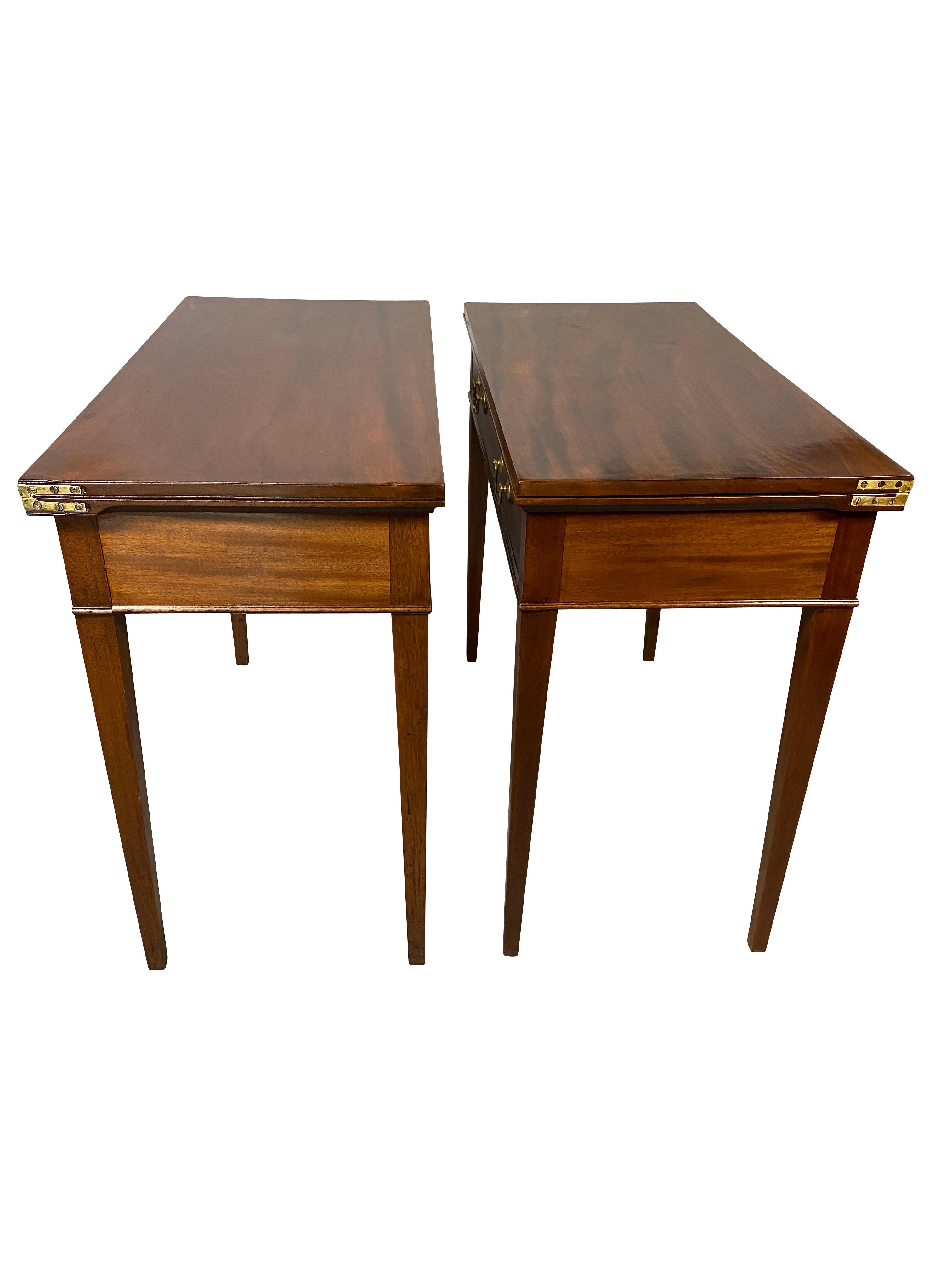 Pair of George III Mahogany Games Tables For Sale 1