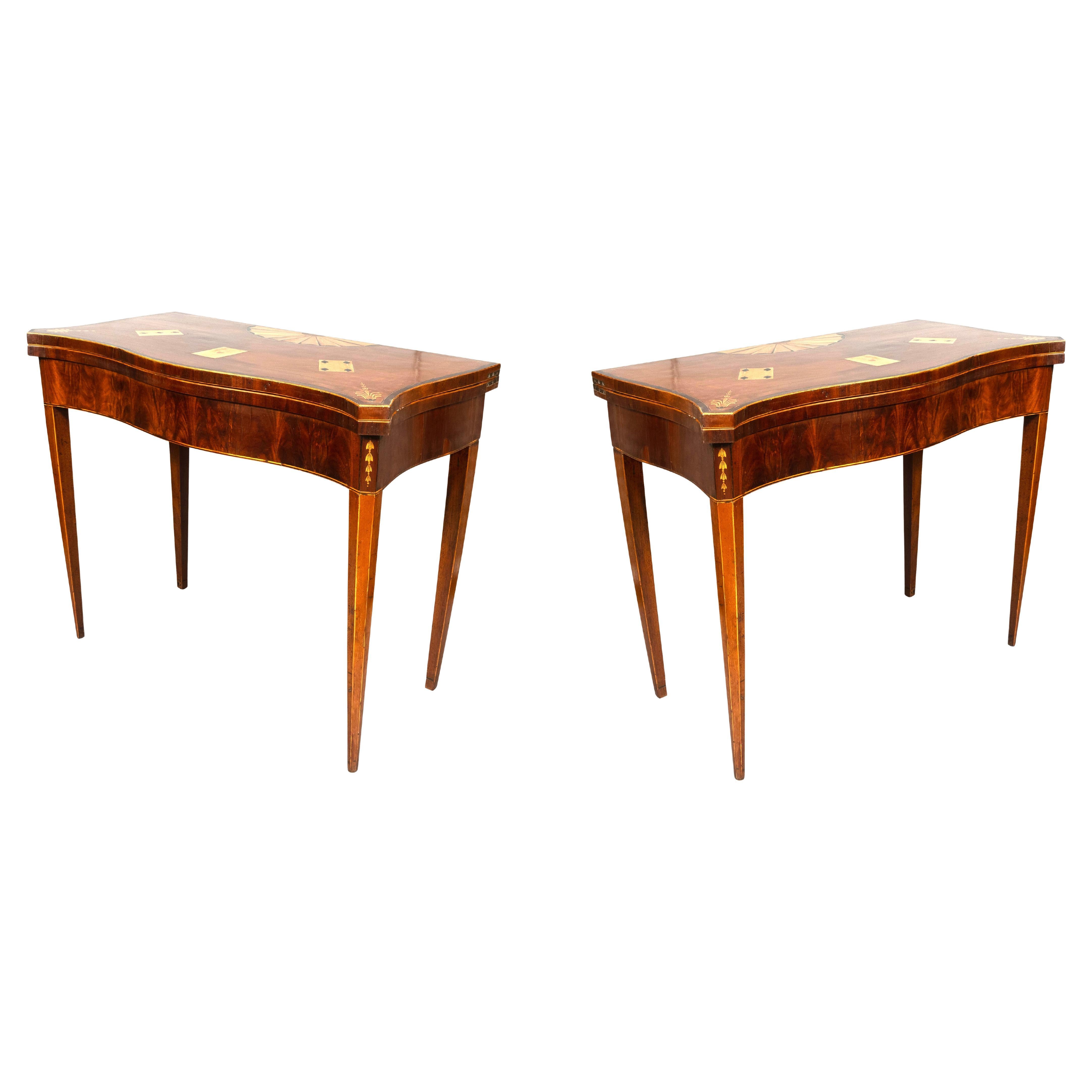Paire de tables de jeu en acajou George III