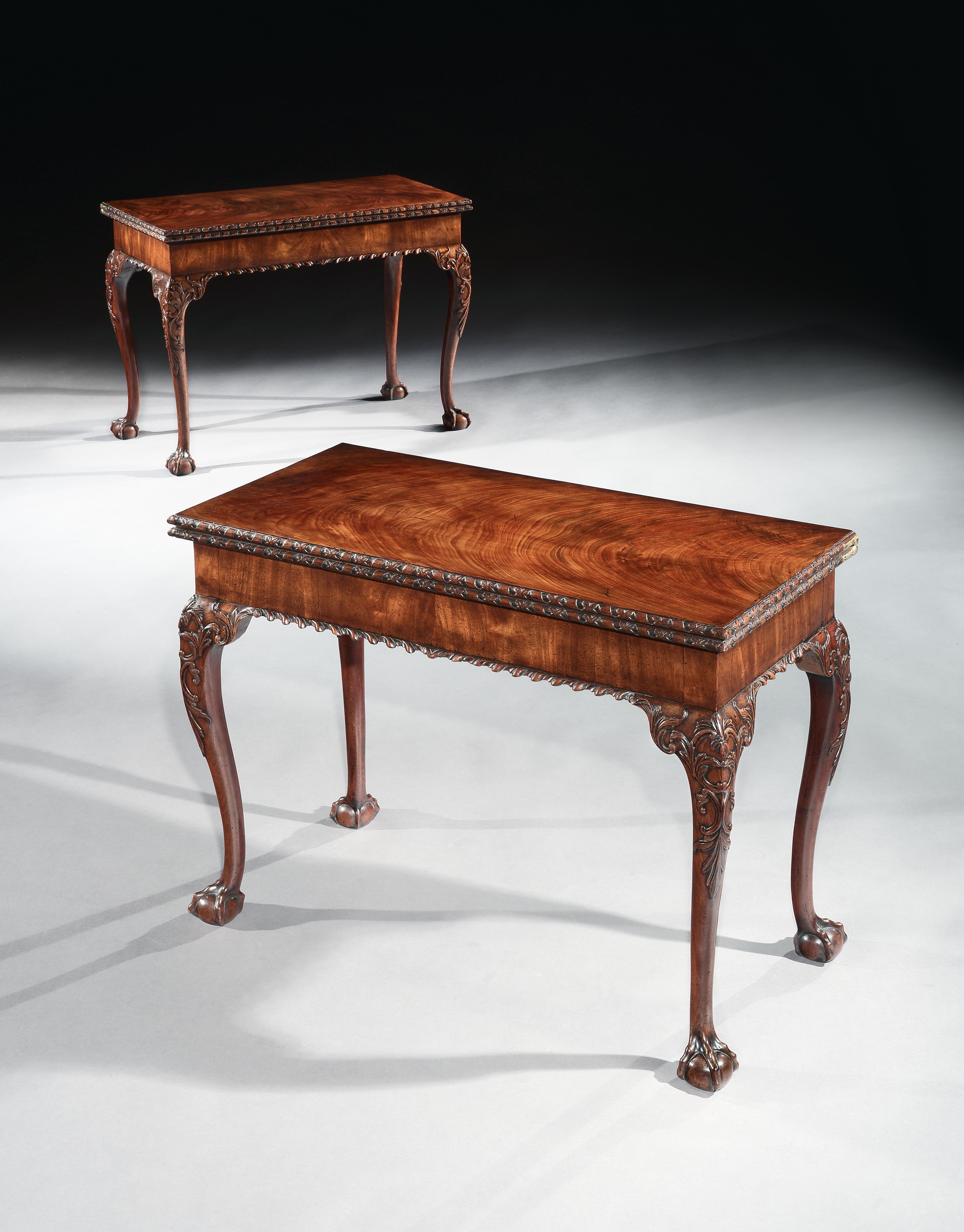 English Pair of George III Mahogany Games Tables in the Manner of Thomas Chippendale For Sale