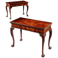 Used Pair of George III Mahogany Games Tables in the Manner of Thomas Chippendale