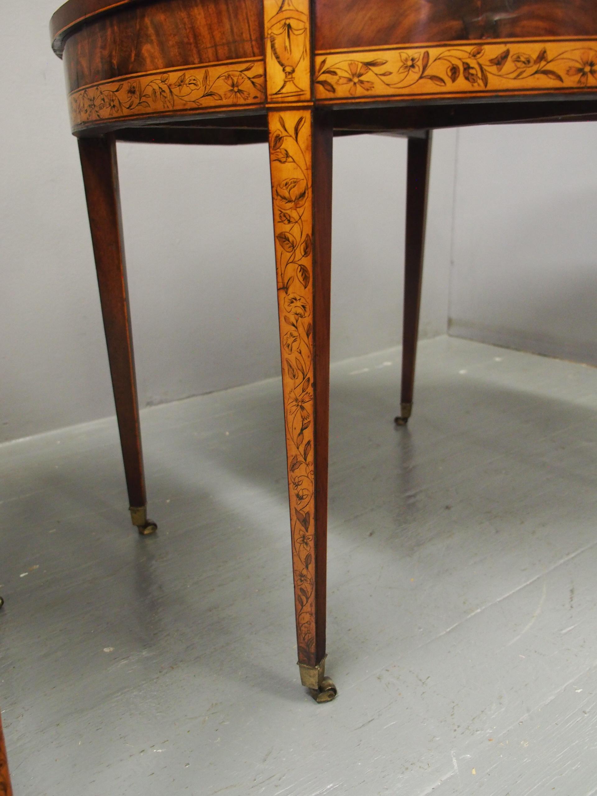 Pair of George III Mahogany Inlaid and Penwork Games Tables For Sale 8