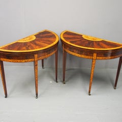 Pair of George III Mahogany Inlaid and Penwork Games Tables