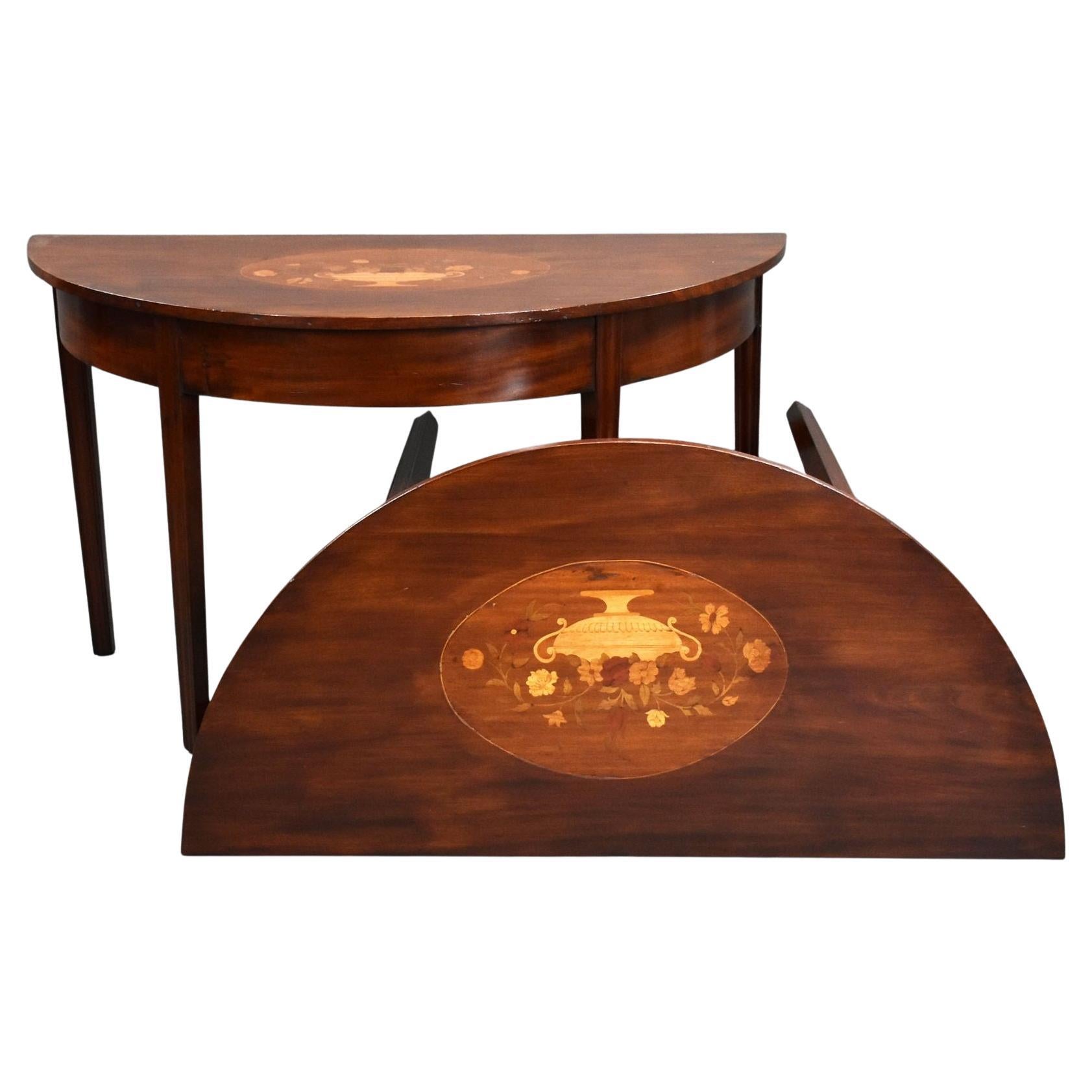 Pair of George III Mahogany Inlaid Console Tables