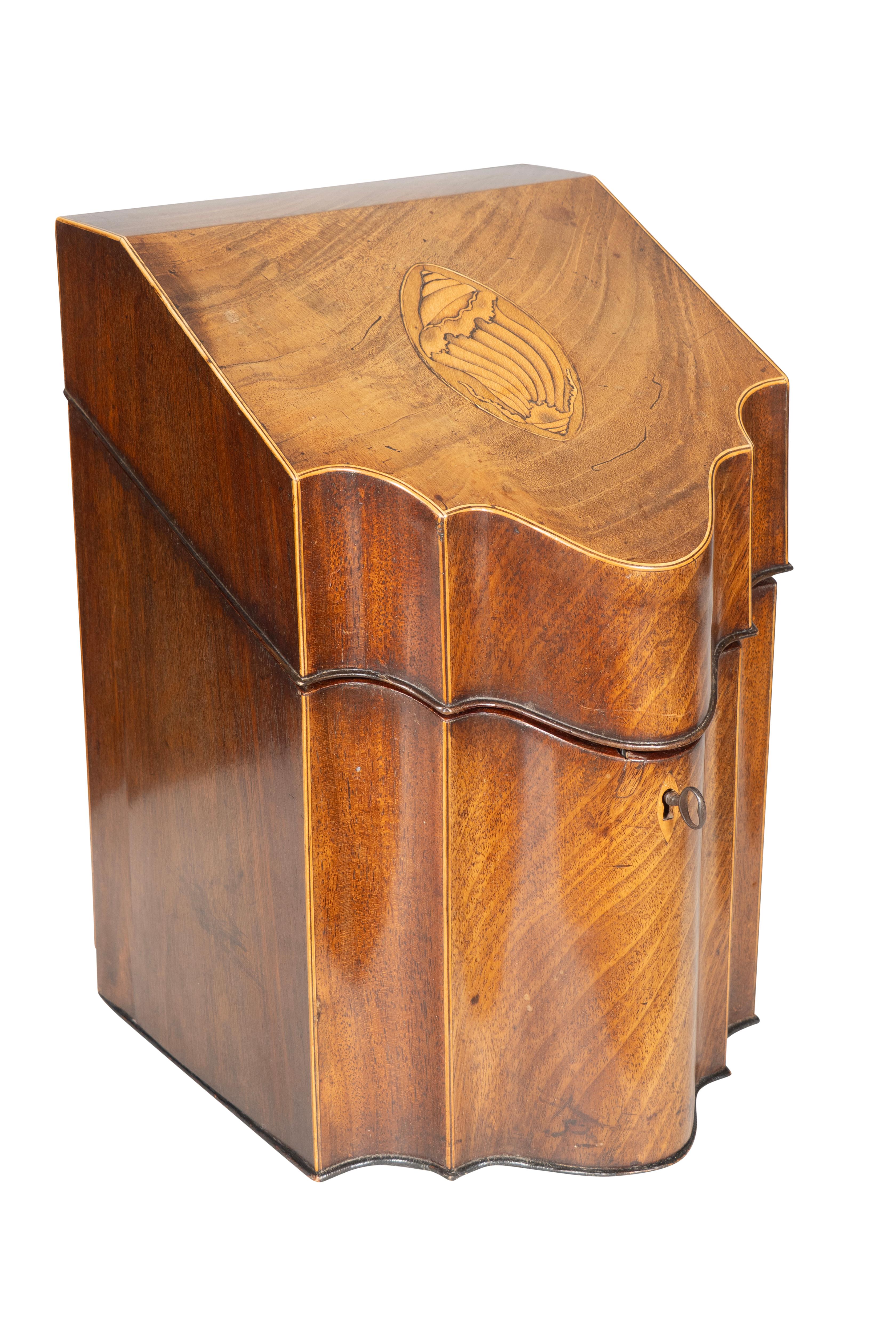 18th Century Pair Of George III Mahogany Knifeboxes For Sale