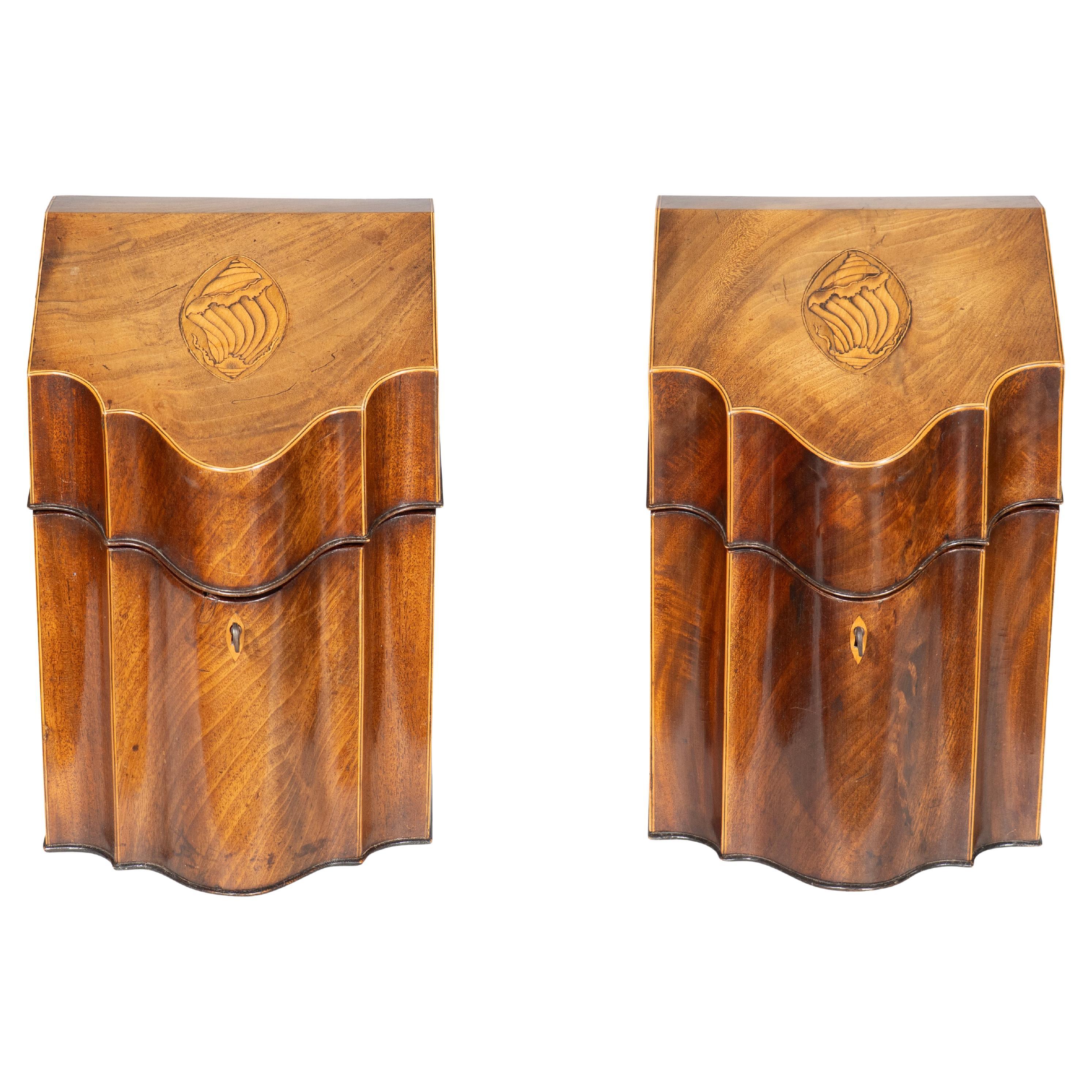 Pair Of George III Mahogany Knifeboxes