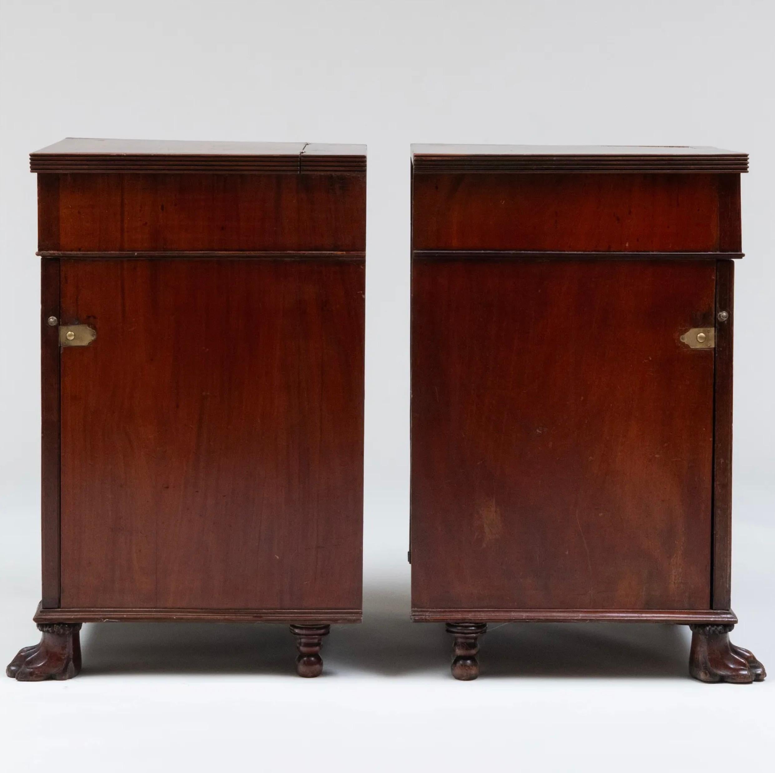 19th Century Pair of George III Mahogany Pedestal Cabinets For Sale