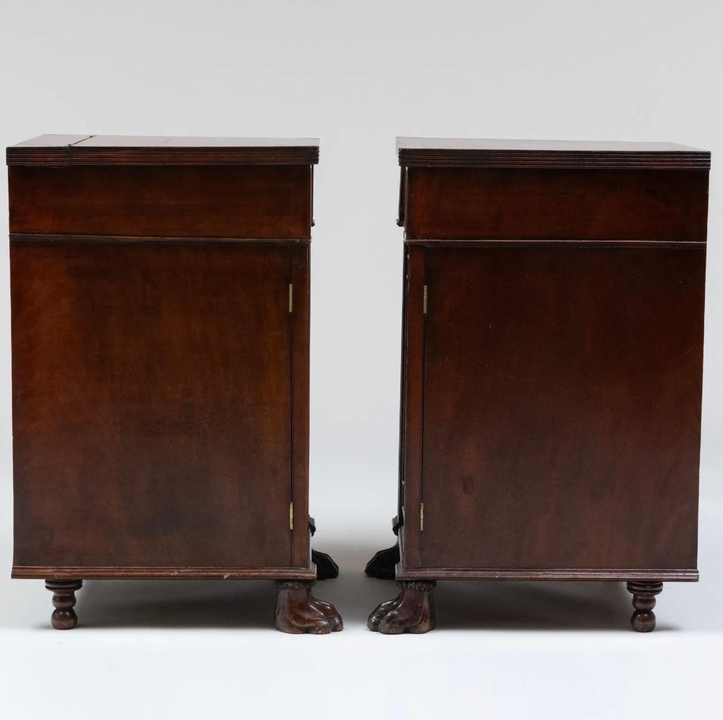 Pair of George III Mahogany Pedestal Cabinets For Sale 3