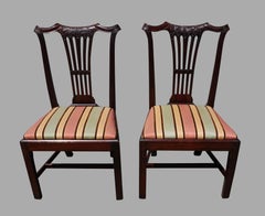 Pair of George III Mahogany Side Chairs with Well-Carved Crestrails