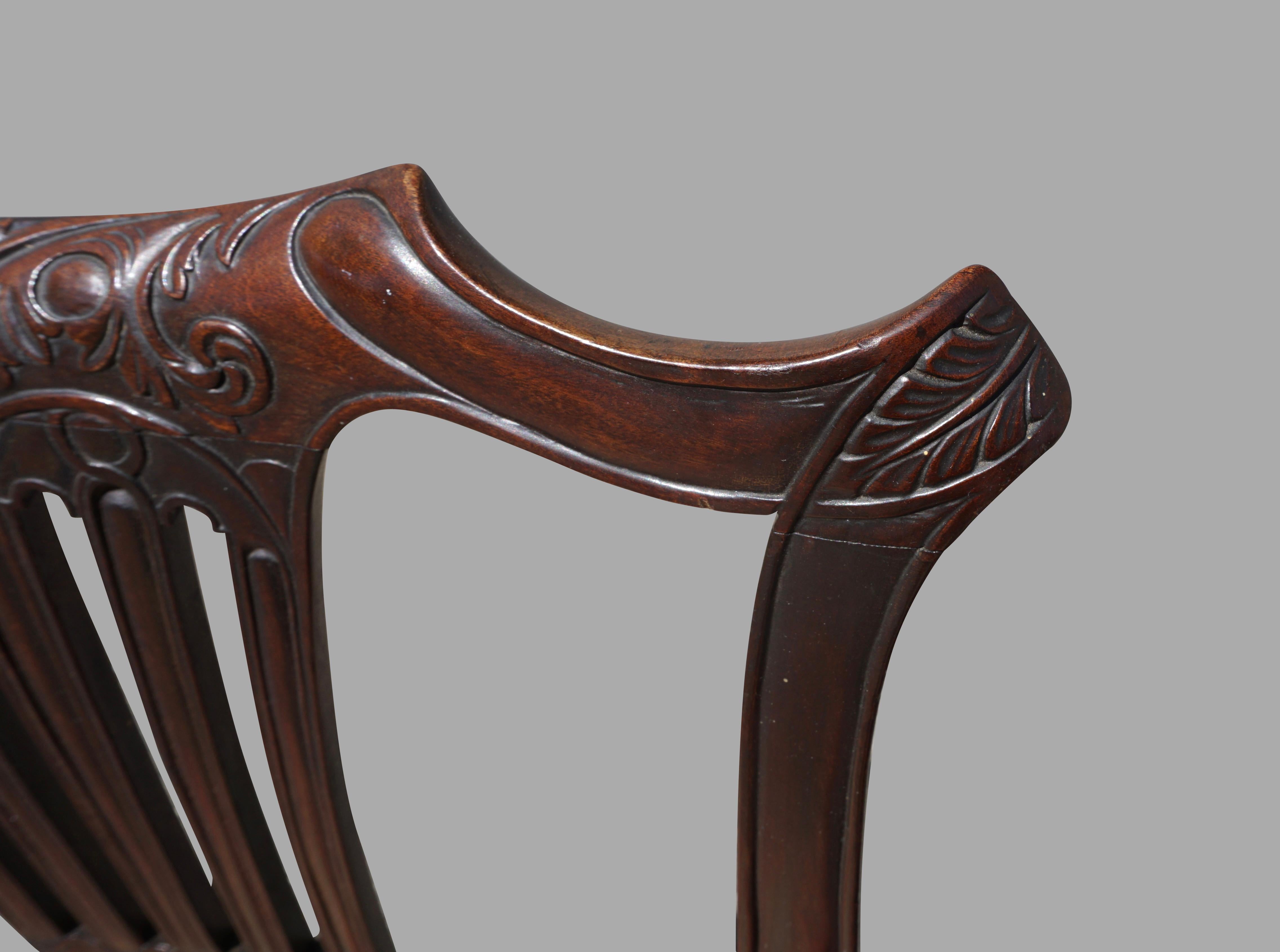 Pair of George III Mahogany Side Chairs with Well-Carved Crestrails For Sale 2