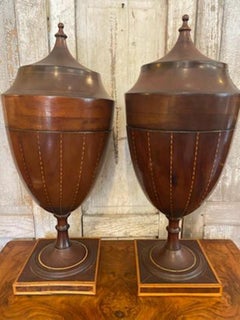 Pair of George III Mahogany Urn Form Knife Boxes