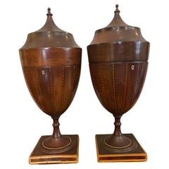 Pair of George III Mahogany Urn Form Knife Boxes