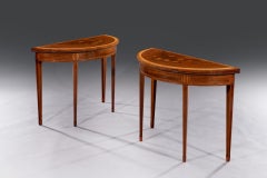 Pair of George III Marquetry Inlaid Card Tables