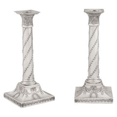 Pair of George III Neo Classical Candlesticks by John Winter & Company, 1775