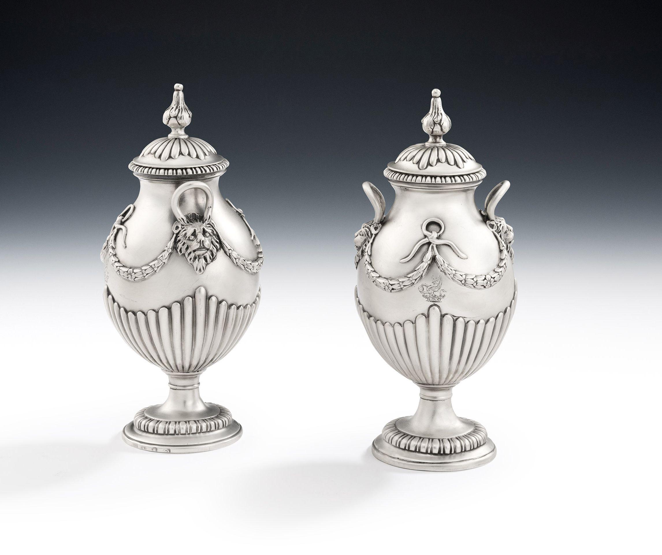 18th Century and Earlier Pair of George III Neo Classical Vases by Thomas Pitts I, 1771 For Sale