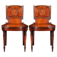 Antique Pair of George III Neoclassical Hall Chairs