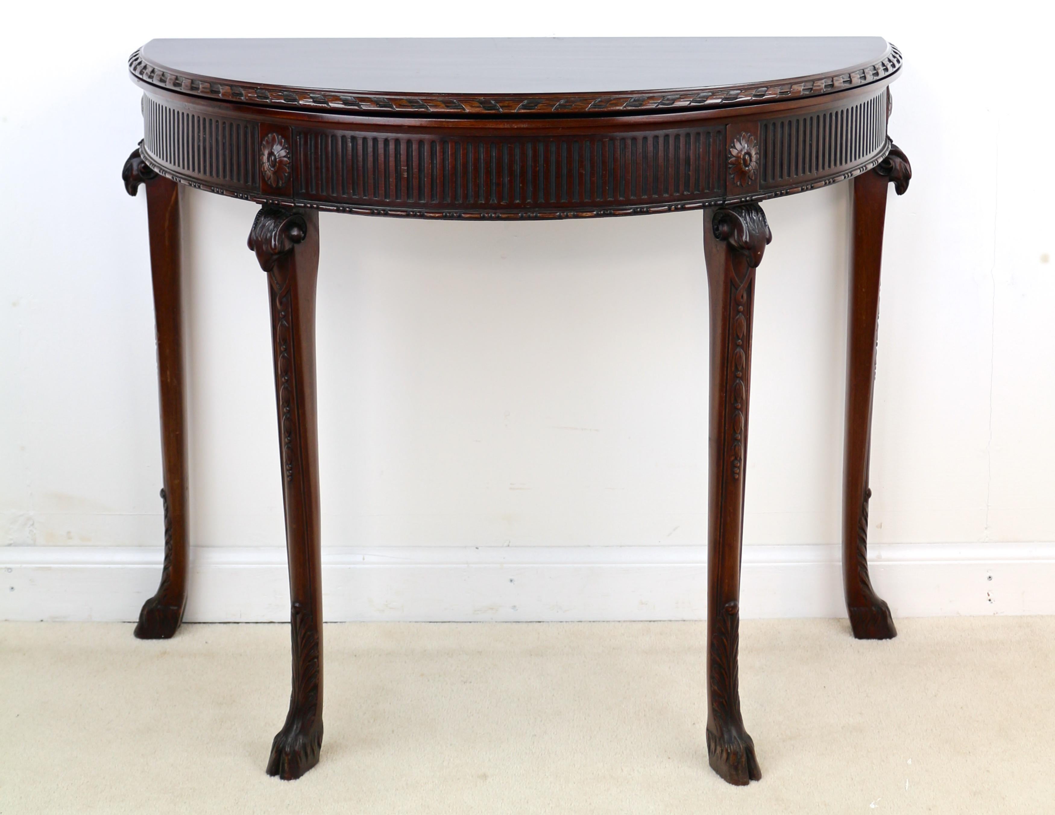 Pair of George III Neoclassical Style Mahogany Demi-Lune Card Tables, circa 1900 3