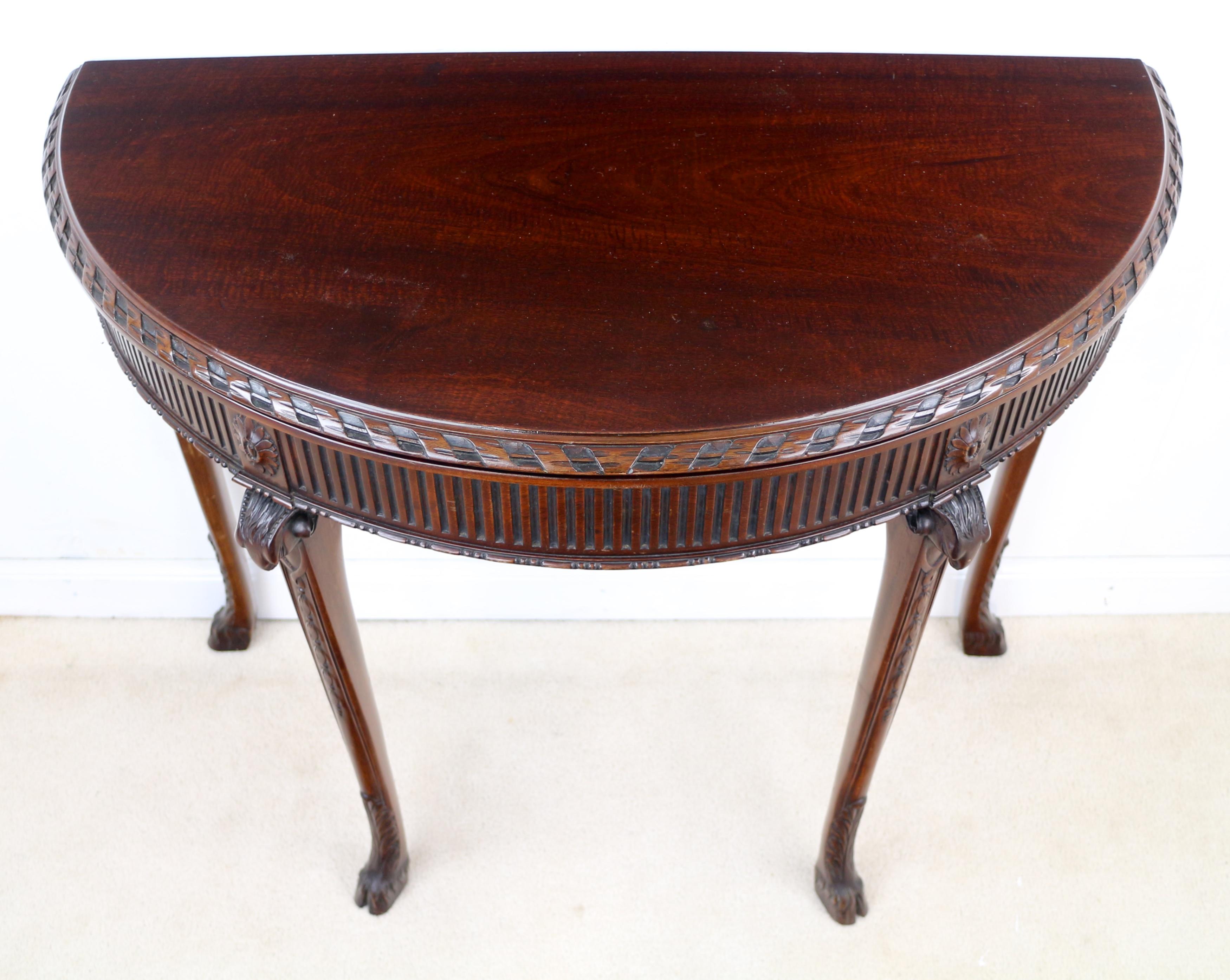 Pair of George III Neoclassical Style Mahogany Demi-Lune Card Tables, circa 1900 4