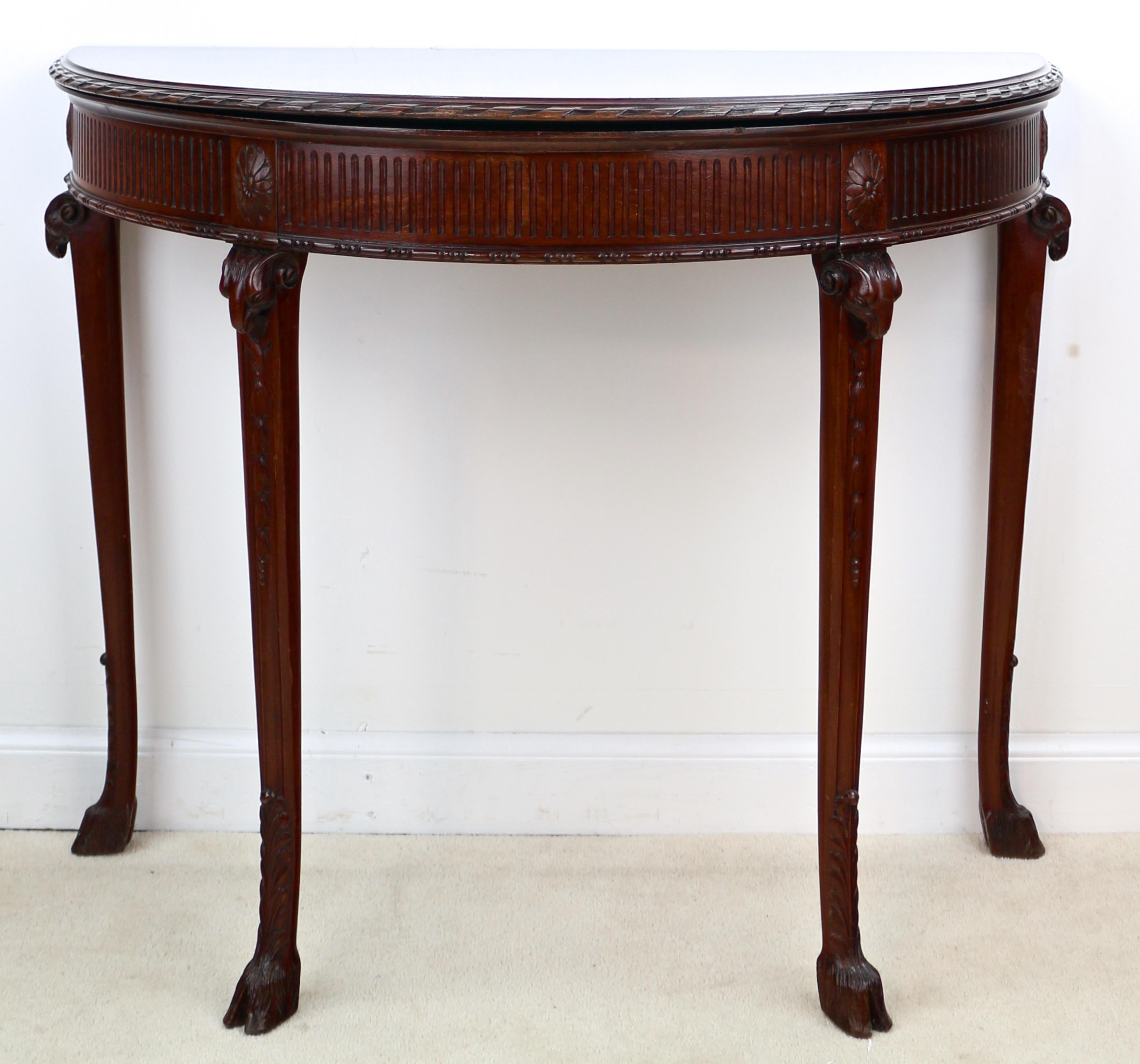 Pair of George III Neoclassical Style Mahogany Demi-Lune Card Tables, circa 1900 9